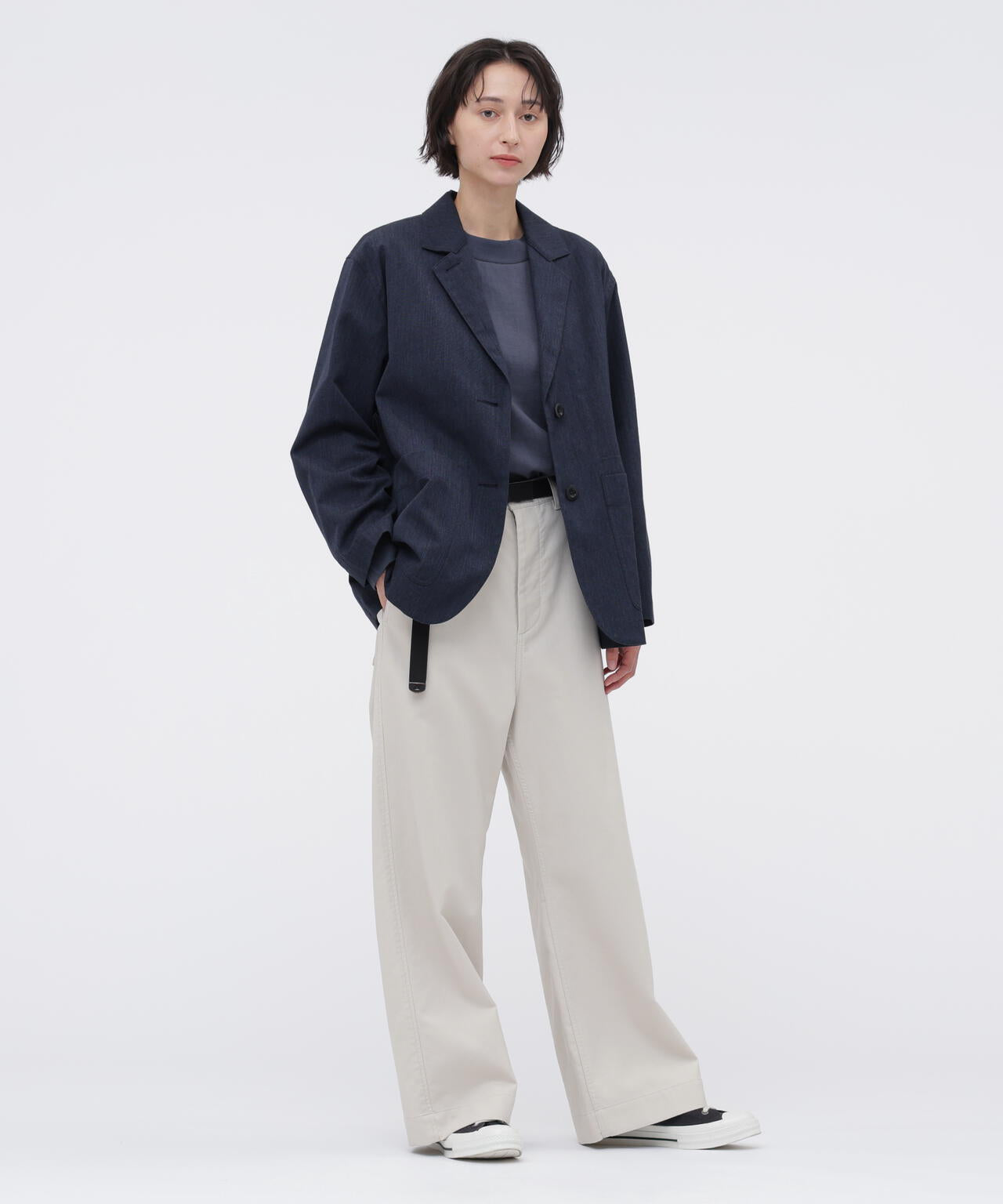 MHL. ✨マーガレットハウエル コットンジャケット ネイビー 長袖 日本製 WOOL COTTON TWILL JACKET | MARGARET HOWELL（マーガレット・ハウエル