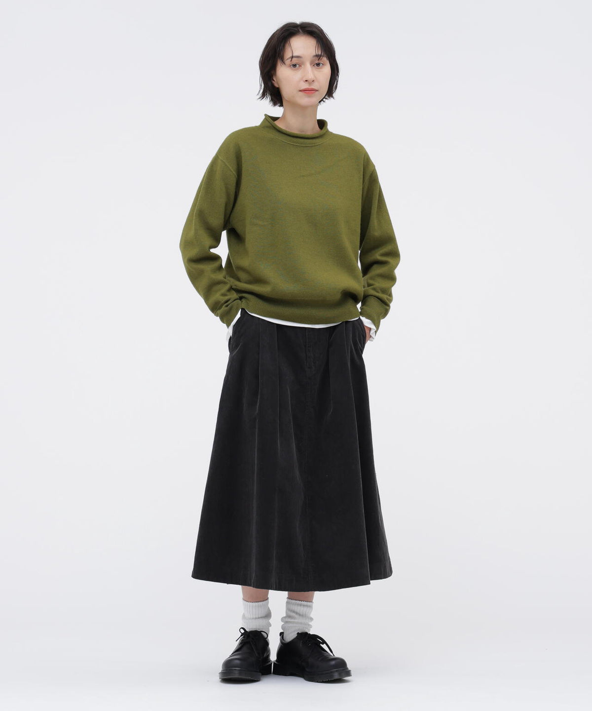 DRY COTTON NEEDLECORD SKIRT