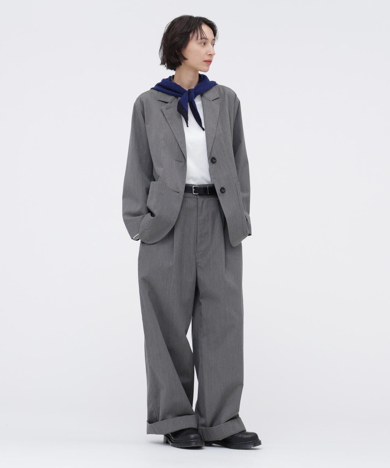 WOOL COTTON TWILL TROUSERS