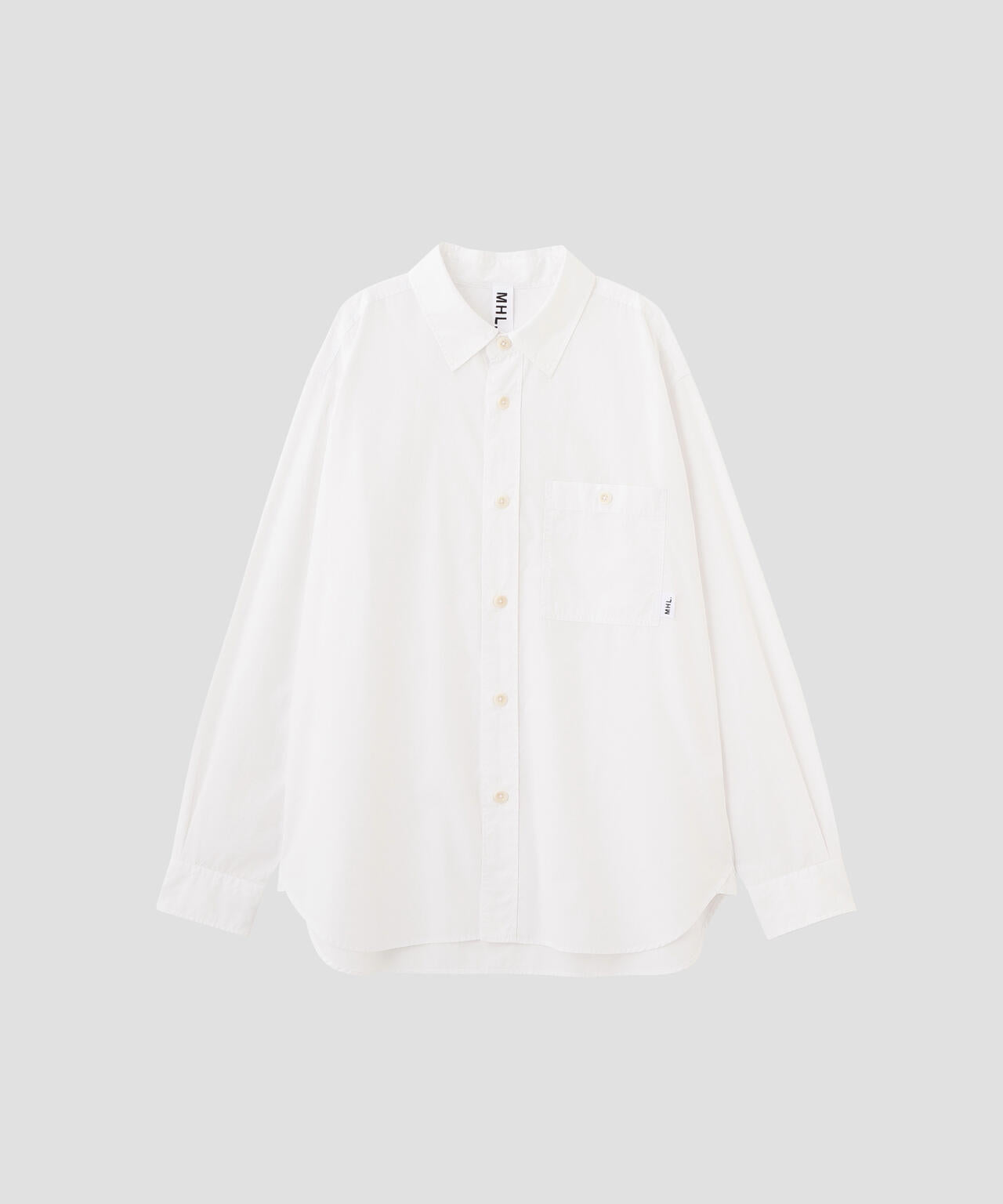 マーガレットハウエル MHL 2023 ウォッシュド ポプリン ワーク シャツ MHL. UTILITY WEAR PIECE DYED COTTON POPLIN SHIRT | MARGARET HOWELL