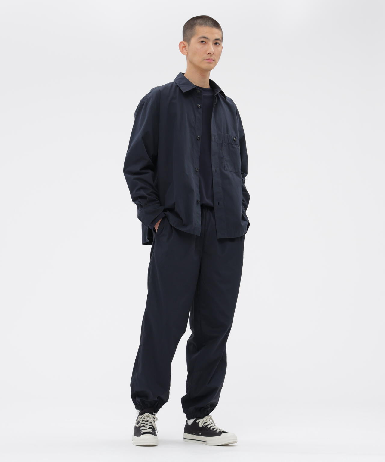 MARGARET HOWELL コットンシャツ、サイズ1、ネイビー TOUGH COTTON SHIRTING POPLIN SHIRT | MARGARET HOWELL（マーガレット