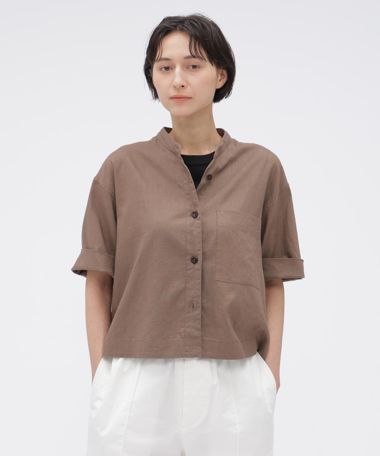 SURFACE DYED COTTON LINEN SHIRT | MARGARET HOWELL（マーガレット