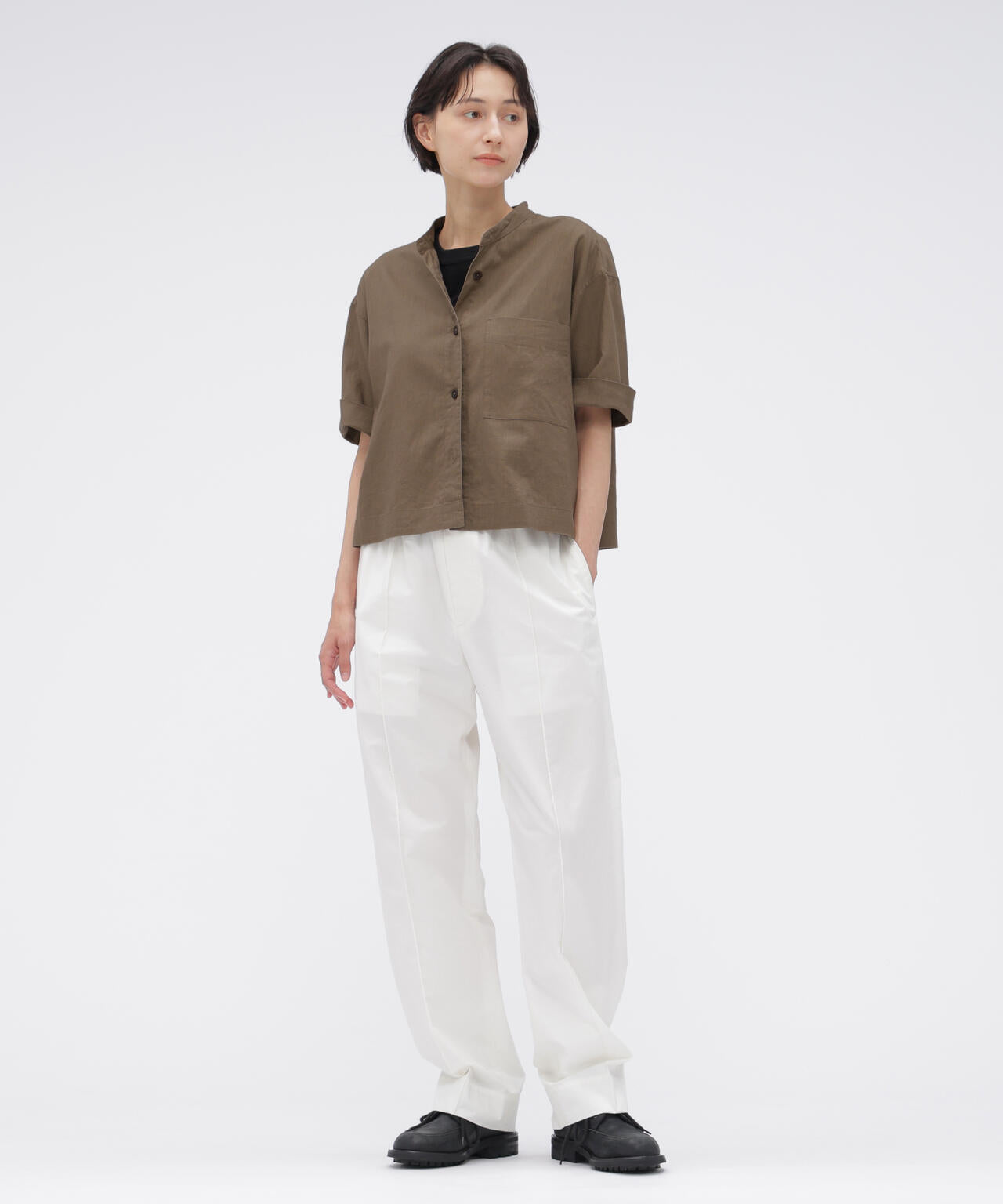 SURFACE DYED COTTON LINEN SHIRT | MARGARET HOWELL（マーガレット