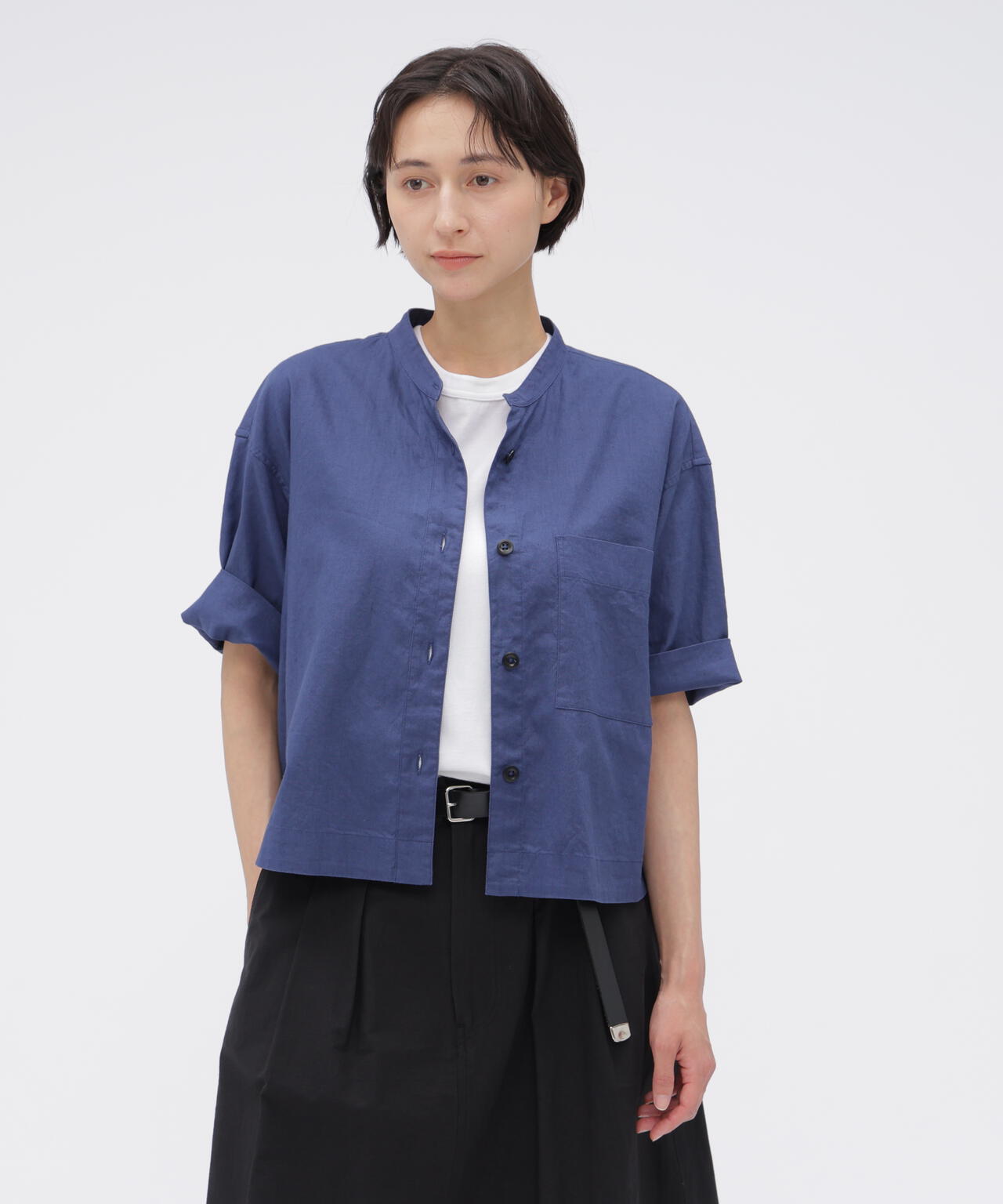 SURFACE DYED COTTON LINEN SHIRT | MARGARET HOWELL（マーガレット