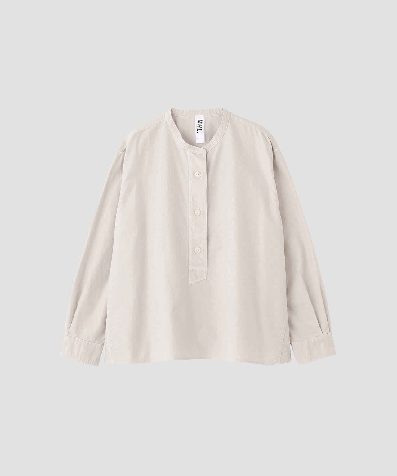 マーガレットハウエル MHL. 半袖コットンシャツ　ボックスシルエット　スクエア SOFT HOPSACK SHIRT | MARGARET HOWELL（マーガレット・ハウエル