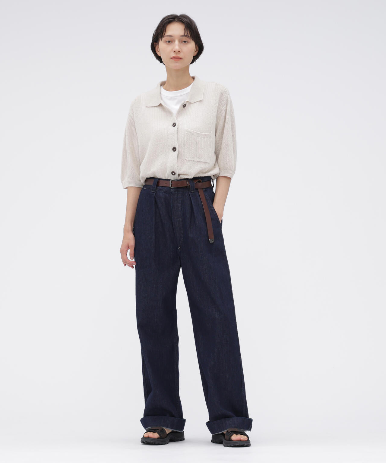 IRREGULAR RIB COTTON LINEN KNITWEAR | MARGARET HOWELL