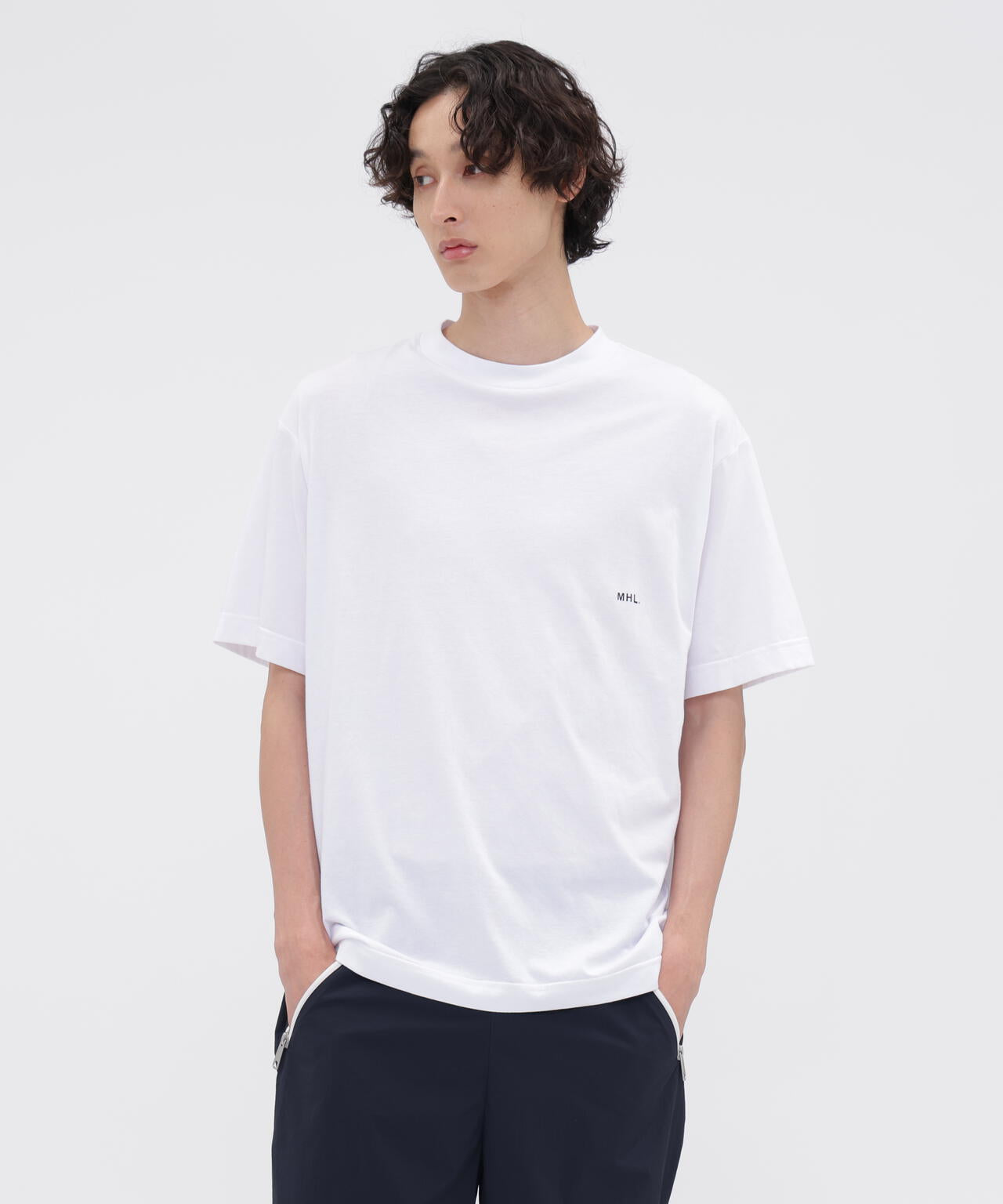 MHL. UTILITY WEAR COTTON POLYESTER PLAIN JERSEY TOP | MARGARET