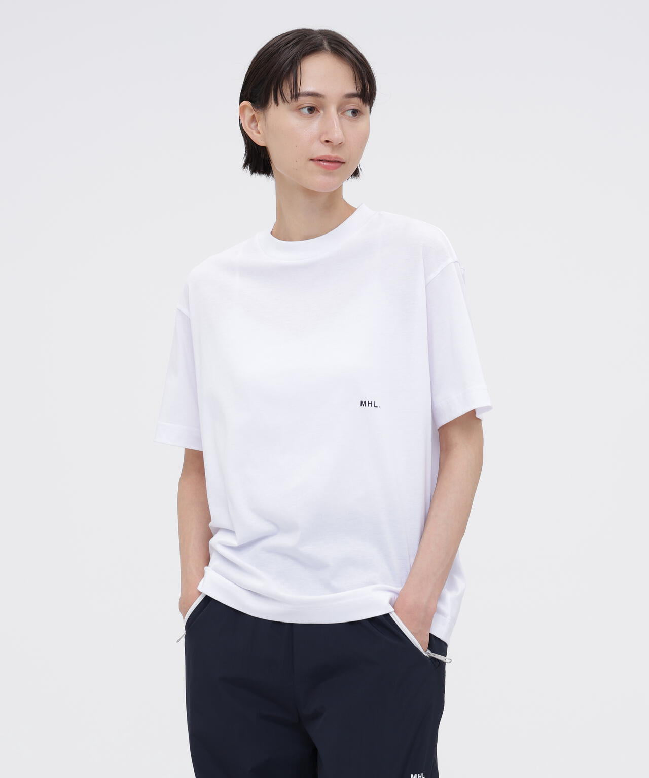 MHL. UTILITY WEAR COTTON POLYESTER PLAIN JERSEY TOP | MARGARET