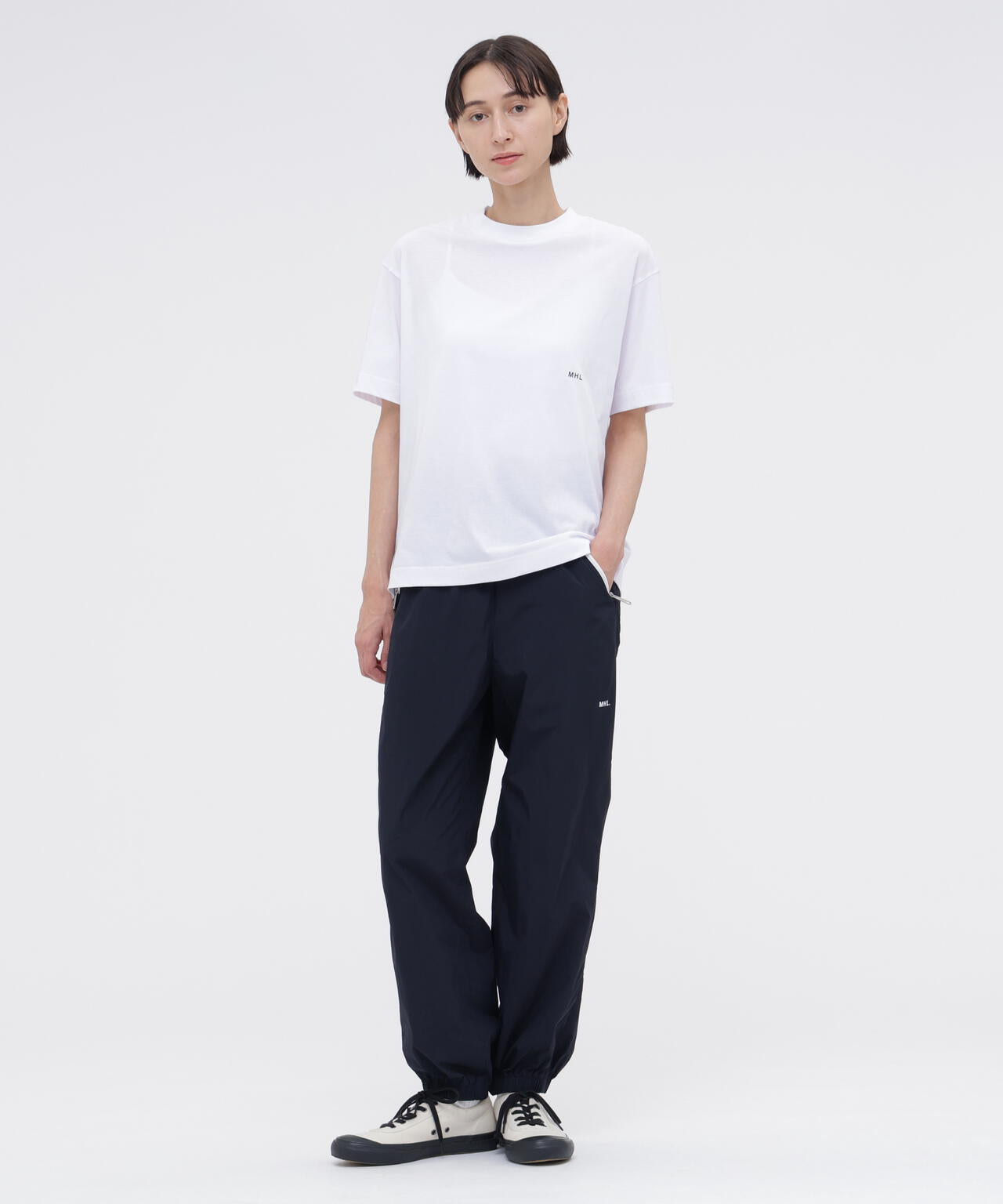 MHL. UTILITY WEAR COTTON POLYESTER PLAIN JERSEY TOP | MARGARET