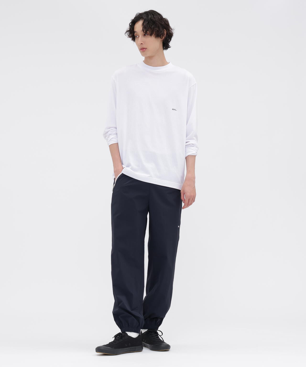MHL. UTILITY WEAR COTTON POLYESTER PLAIN JERSEY TOP | MARGARET