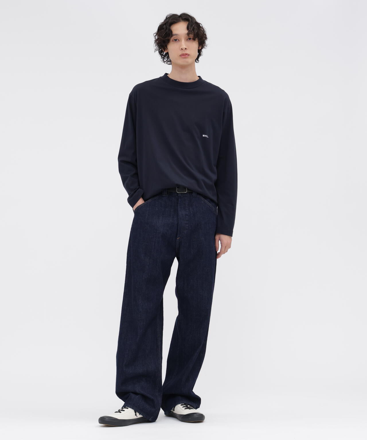 MHL. UTILITY WEAR COTTON POLYESTER PLAIN JERSEY TOP | MARGARET