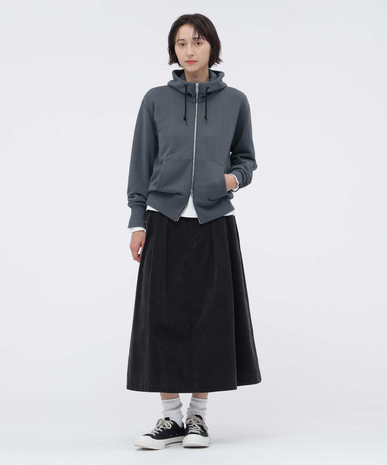 LIGHT LOOPBACK COTTON ZIP HOODY | MARGARET HOWELL（マーガレット