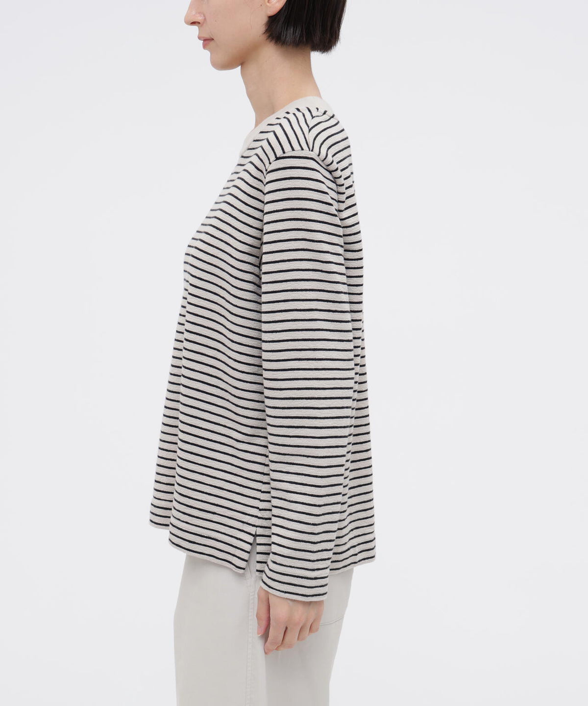 TEXTURED COTTON STRIPE TOP