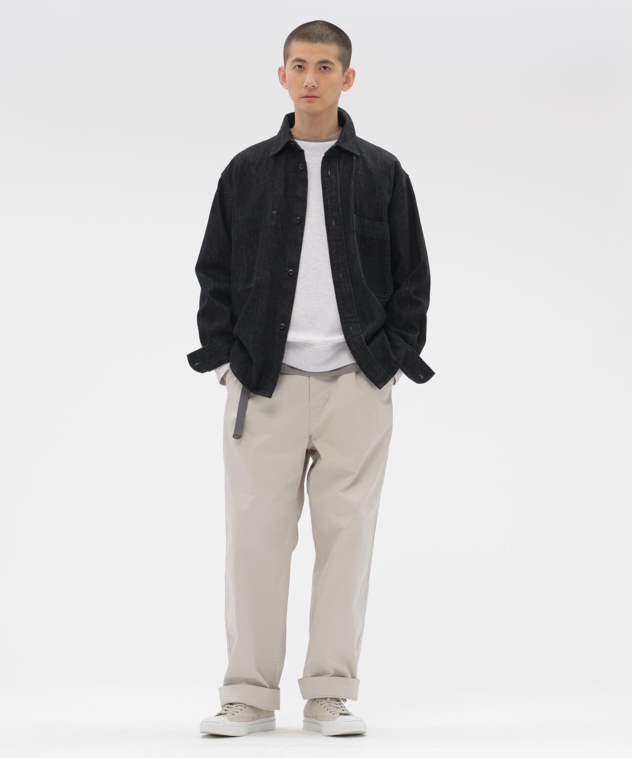 WASHED CHINO COTTON TROUSERS