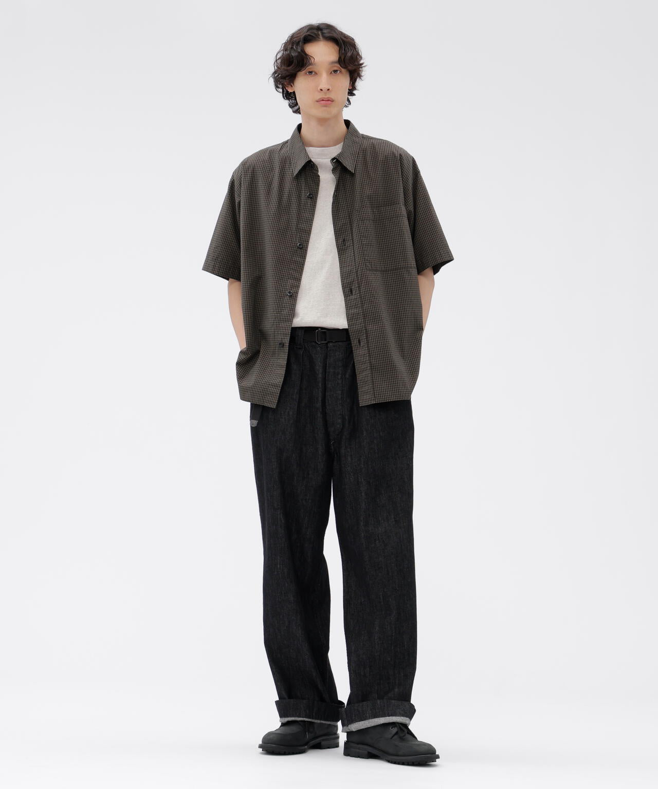 CANTON BLACK LIGHT DENIM TROUSERS | MARGARET HOWELL（マーガレット