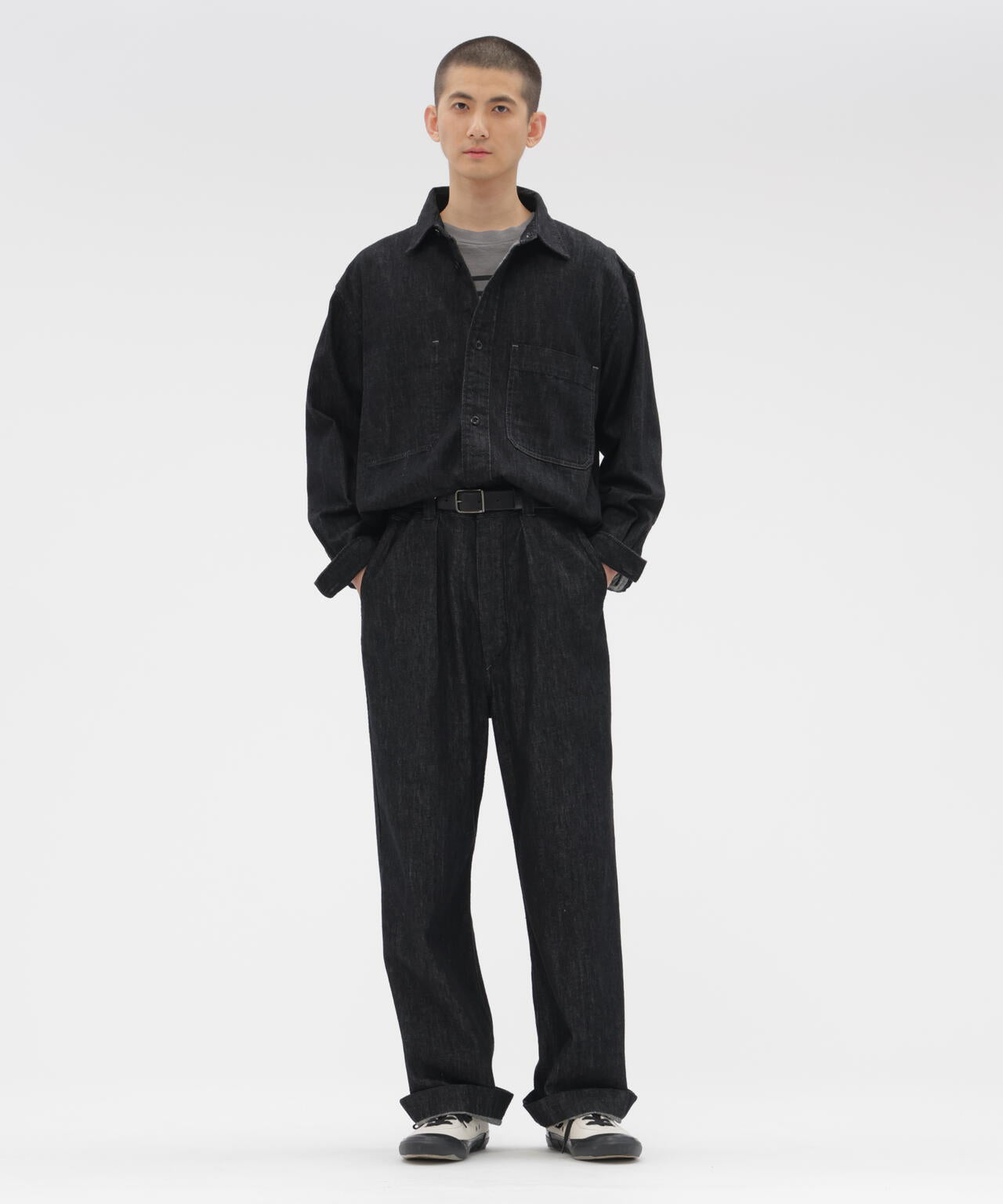 CANTON BLACK LIGHT DENIM TROUSERS | MARGARET HOWELL（マーガレット