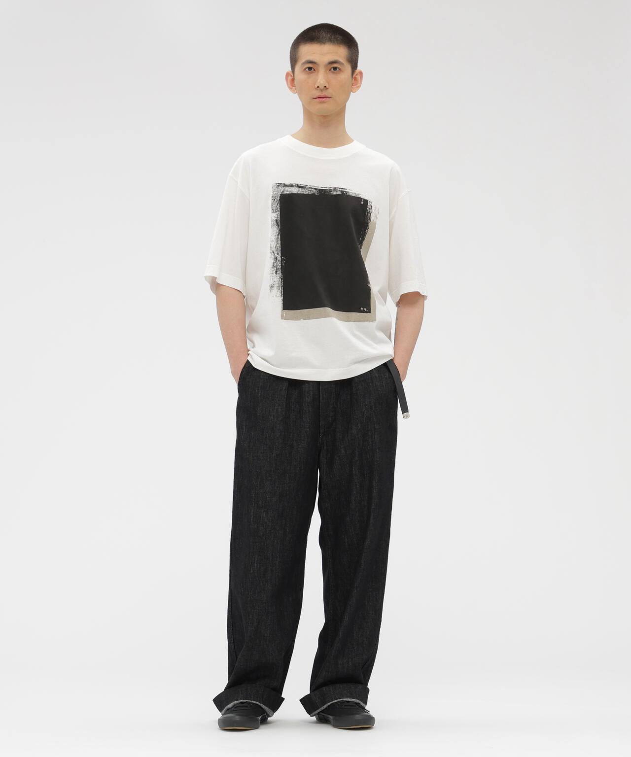 CANTON BLACK LIGHT DENIM TROUSERS | MARGARET HOWELL（マーガレット