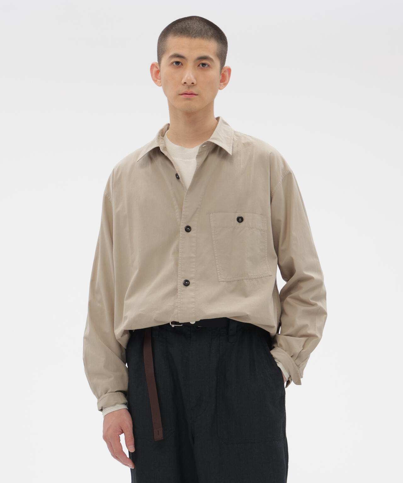 【美品】マーガレットハウエル　半袖シャツ　ドット　綿麻　シャンブレー　MHL. SANDED COTTON LINEN SHIRT | MARGARET HOWELL（マーガレット