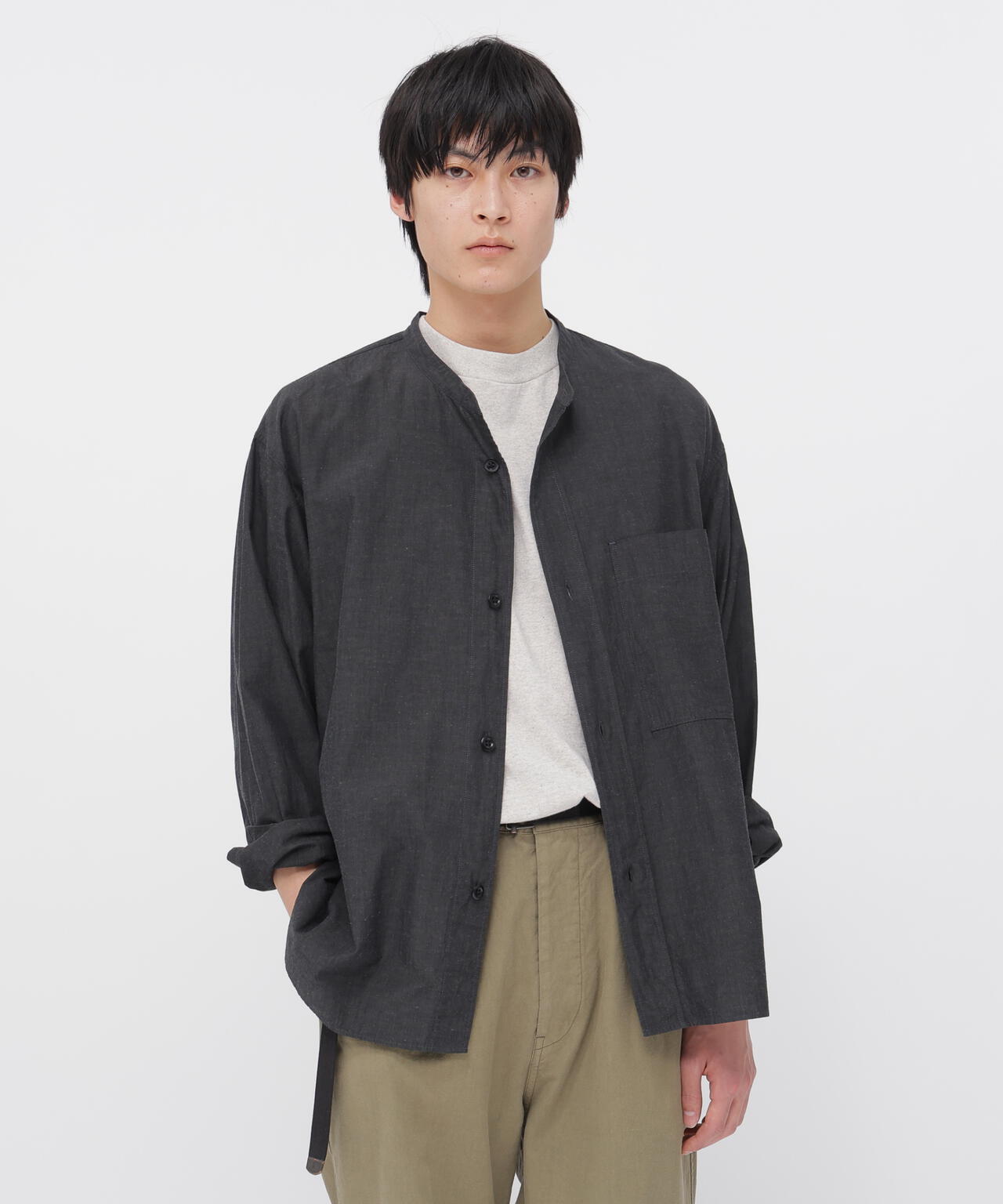 HML マーガレットハウエル　リネン混　ブルゾン　シャツジャケット MHL.（エムエイチエル） 美品 23SS MHLマーガレットハウエル WORKWEAR