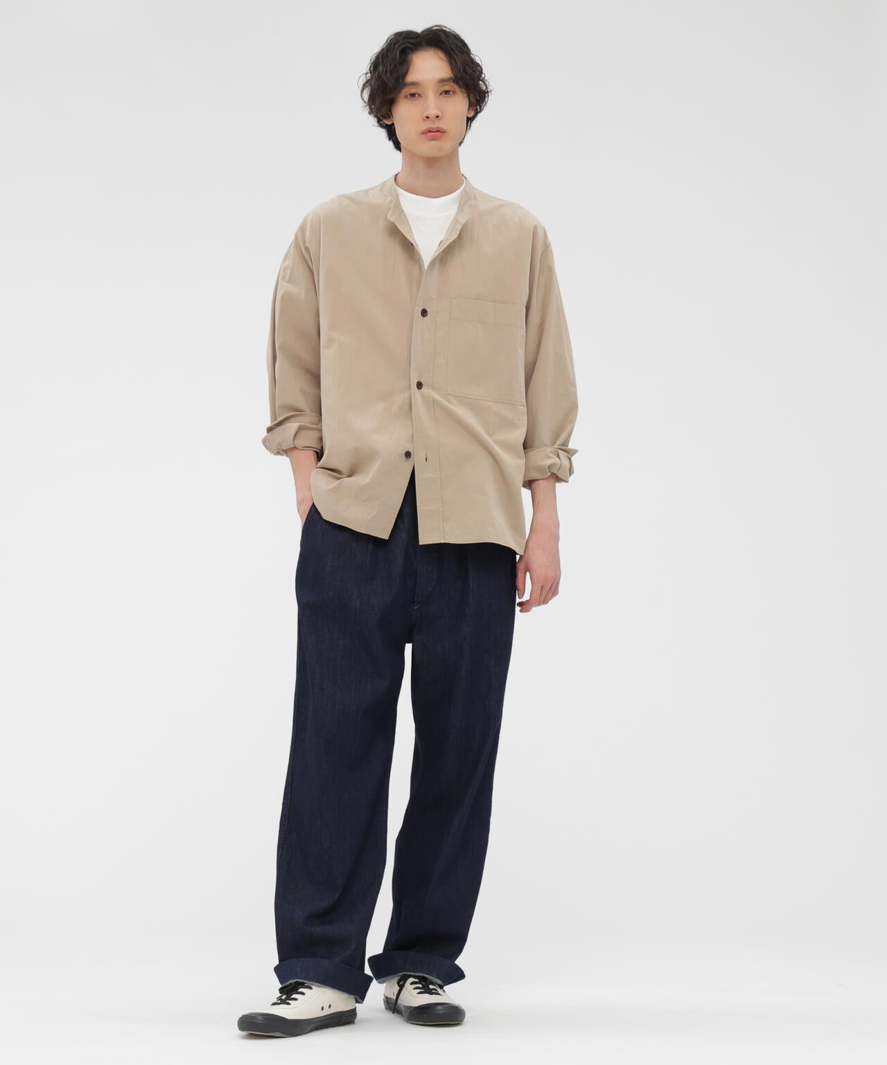 WASHED DRY COTTON LINEN SHIRT | MARGARET HOWELL（マーガレット