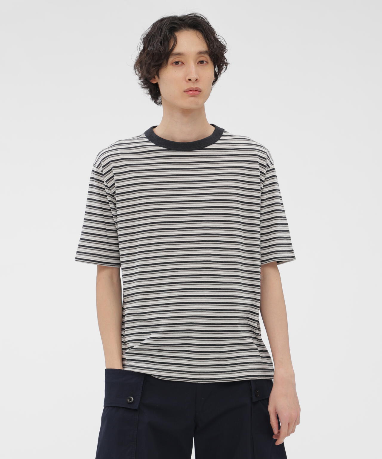 COTTON LINEN MULTI STRIPE JERSEY TOP | MARGARET HOWELL