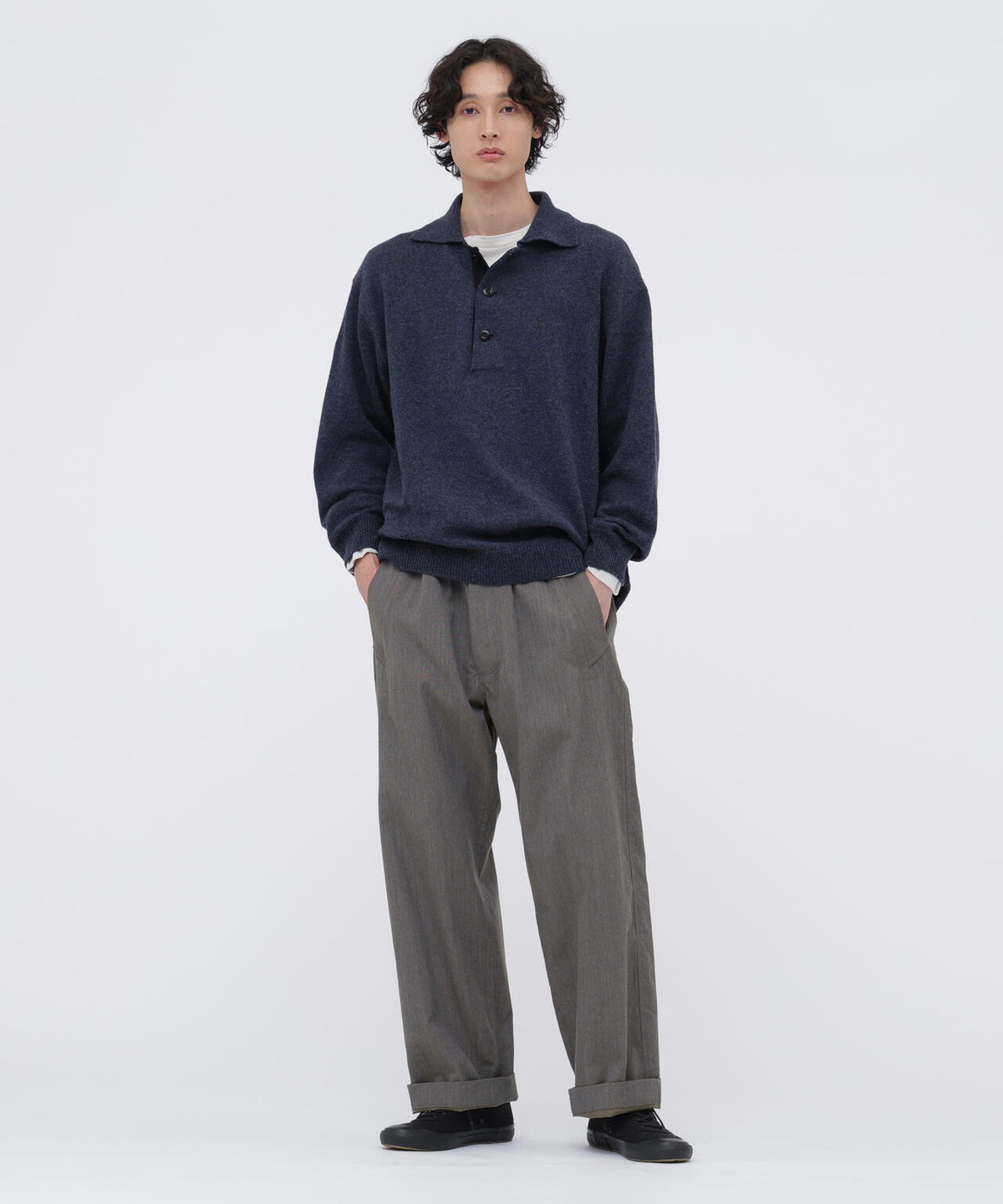 WOOL COTTON TWILL TROUSERS