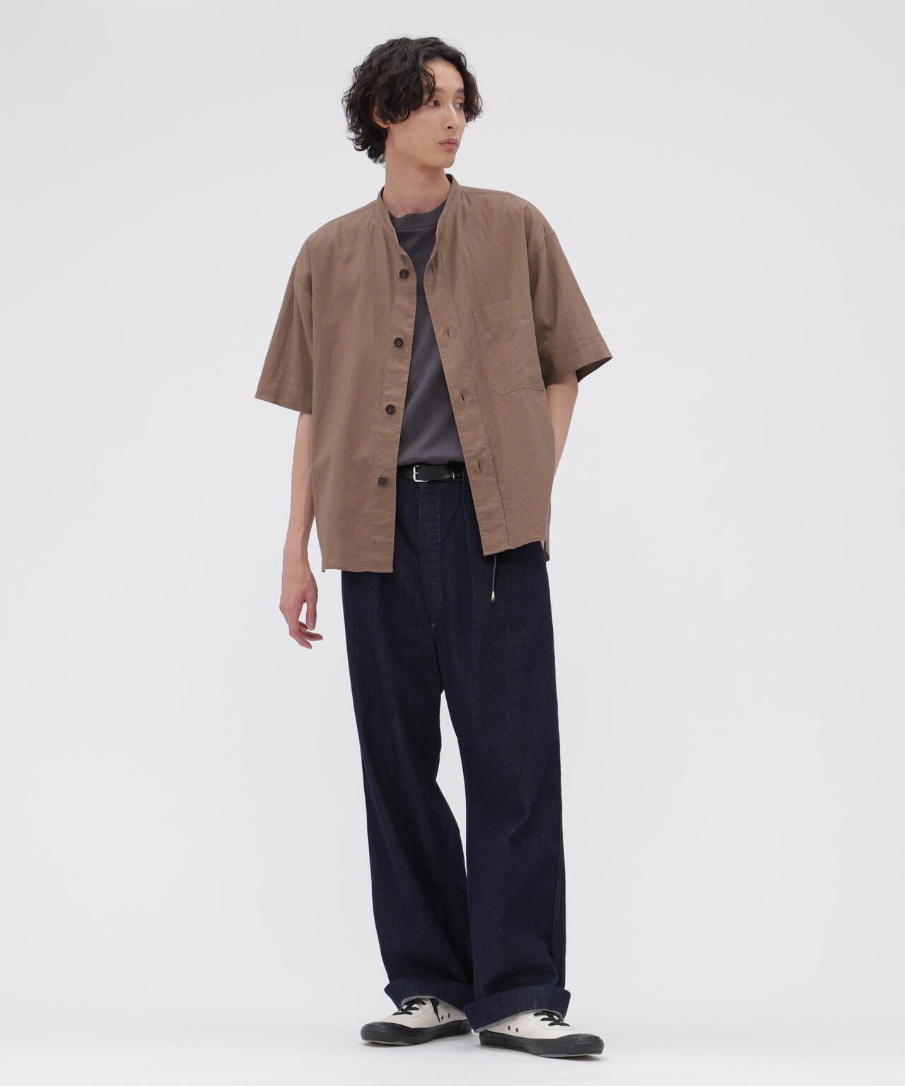 SURFACE DYED COTTON LINEN SHIRT | MARGARET HOWELL（マーガレット