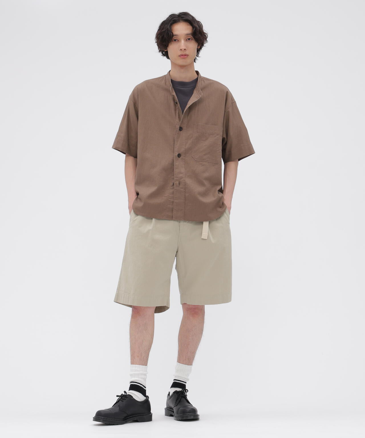 SURFACE DYED COTTON LINEN SHIRT | MARGARET HOWELL（マーガレット