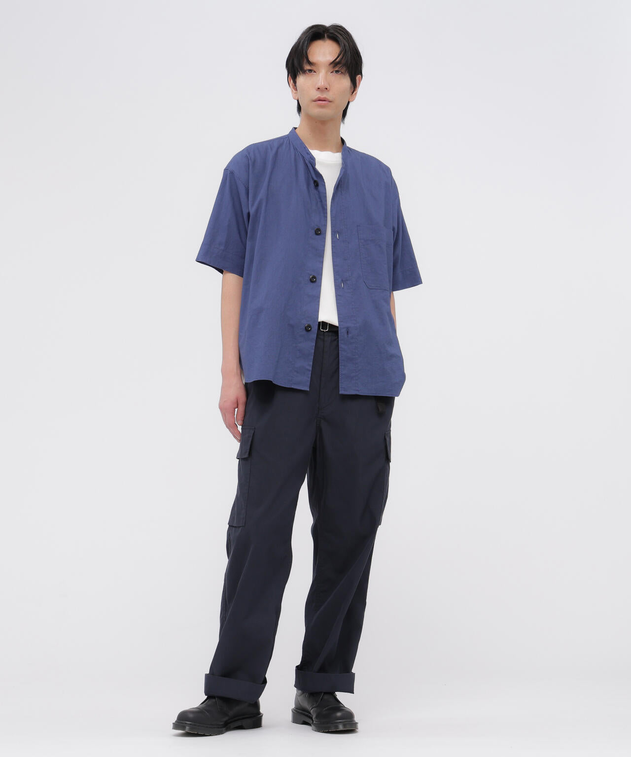 SURFACE DYED COTTON LINEN SHIRT | MARGARET HOWELL（マーガレット