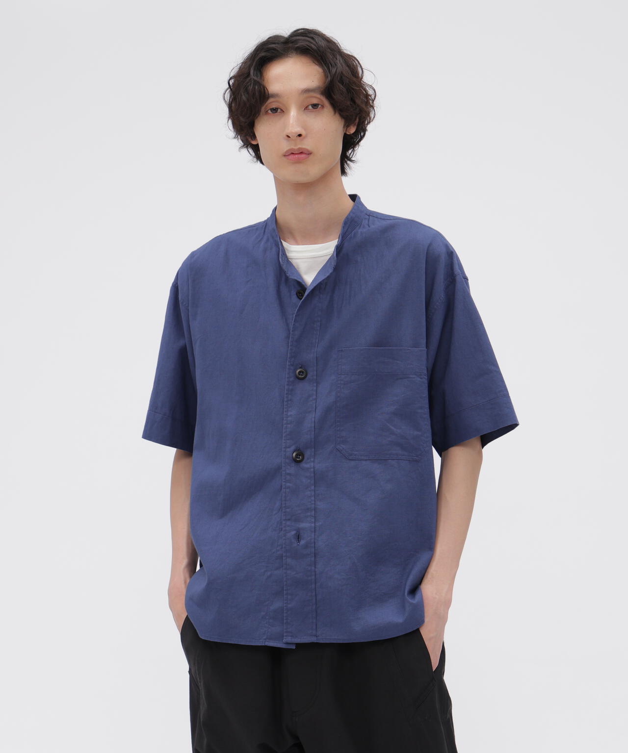 SURFACE DYED COTTON LINEN SHIRT | MARGARET HOWELL（マーガレット