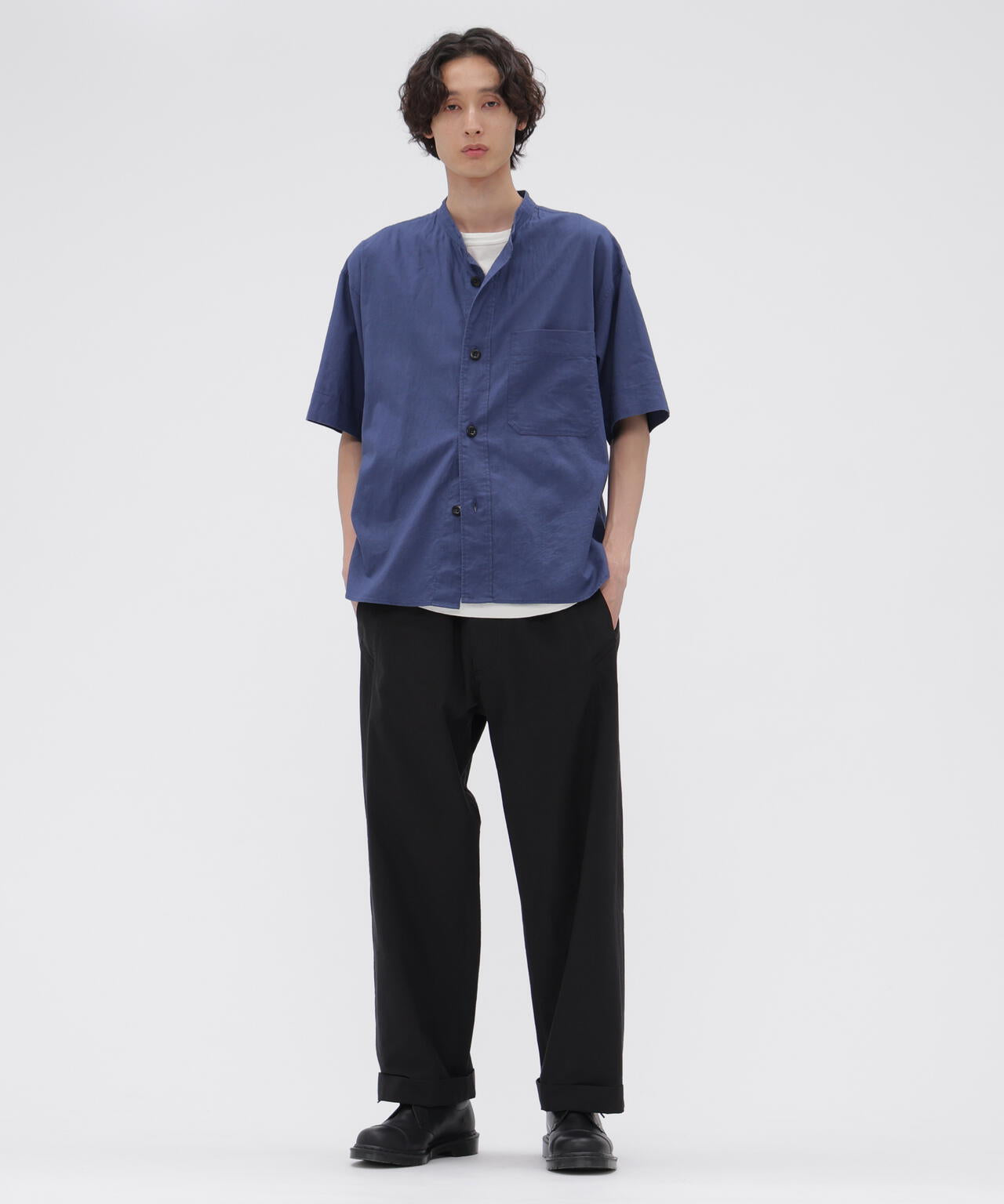 SURFACE DYED COTTON LINEN SHIRT | MARGARET HOWELL（マーガレット