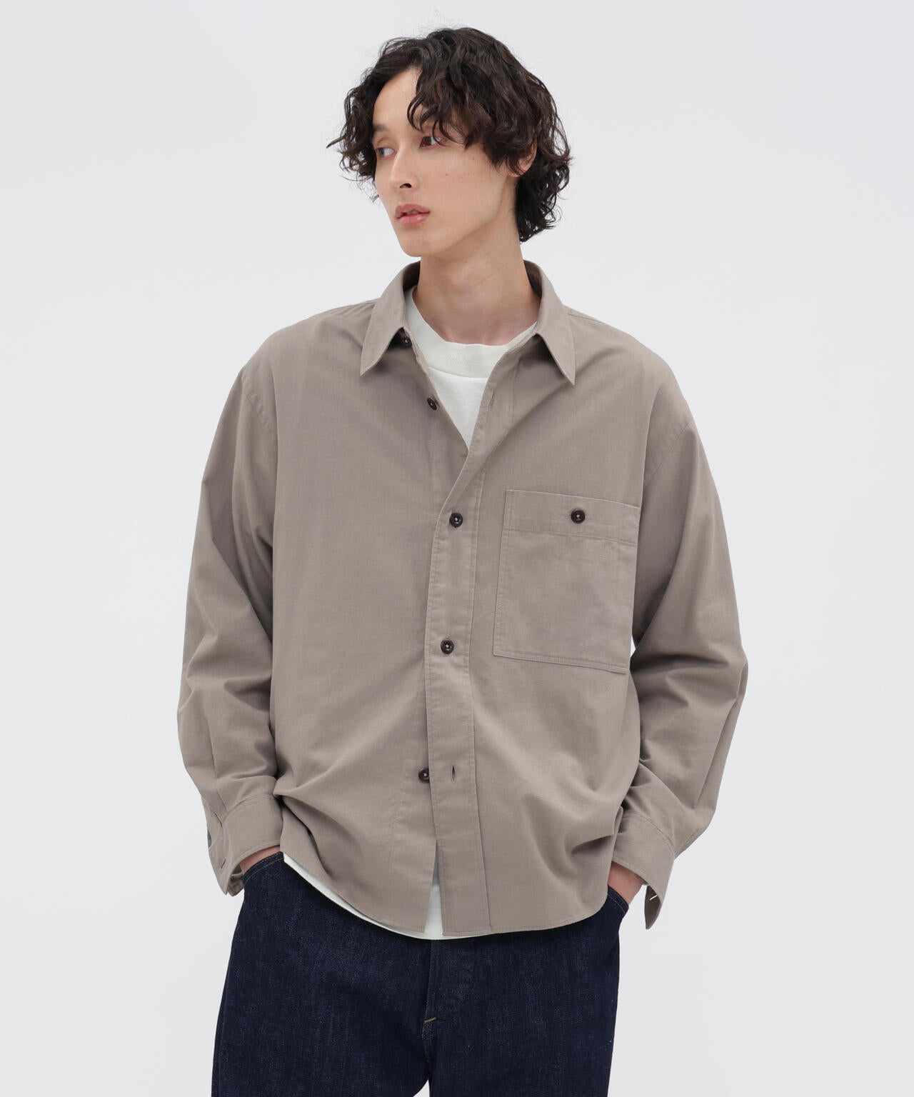 FINE COTTON WOOL TWILL SHIRT