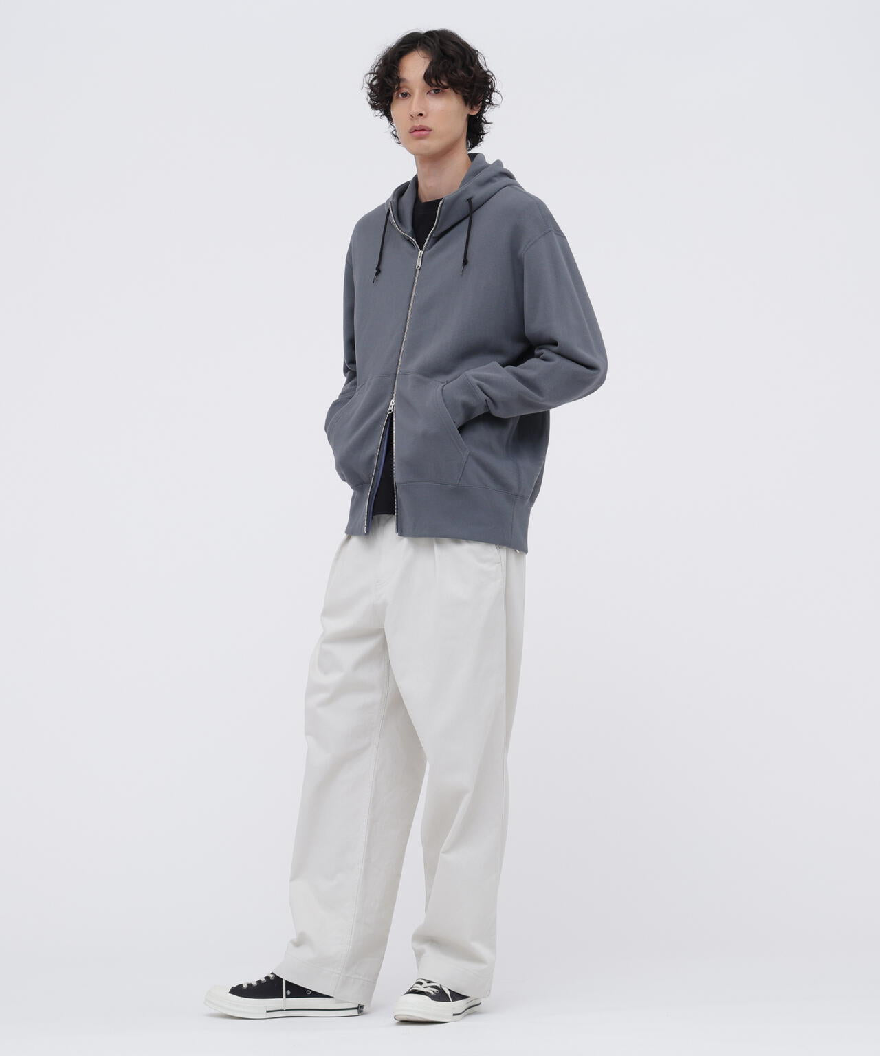 LIGHT LOOPBACK COTTON ZIP HOODY | MARGARET HOWELL（マーガレット