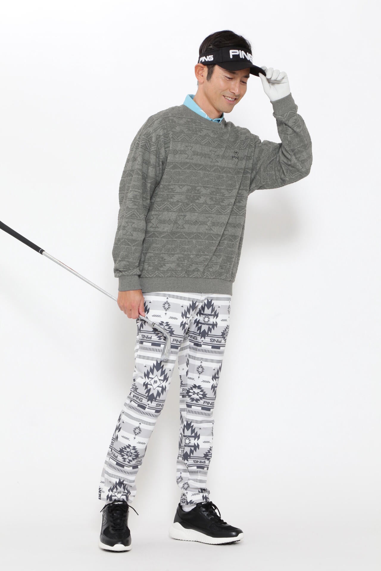 PING ピン ジャガードクルーネックカットソープルオーバー PING APPAREL】ジャガードクルーネックカットソープルオーバー