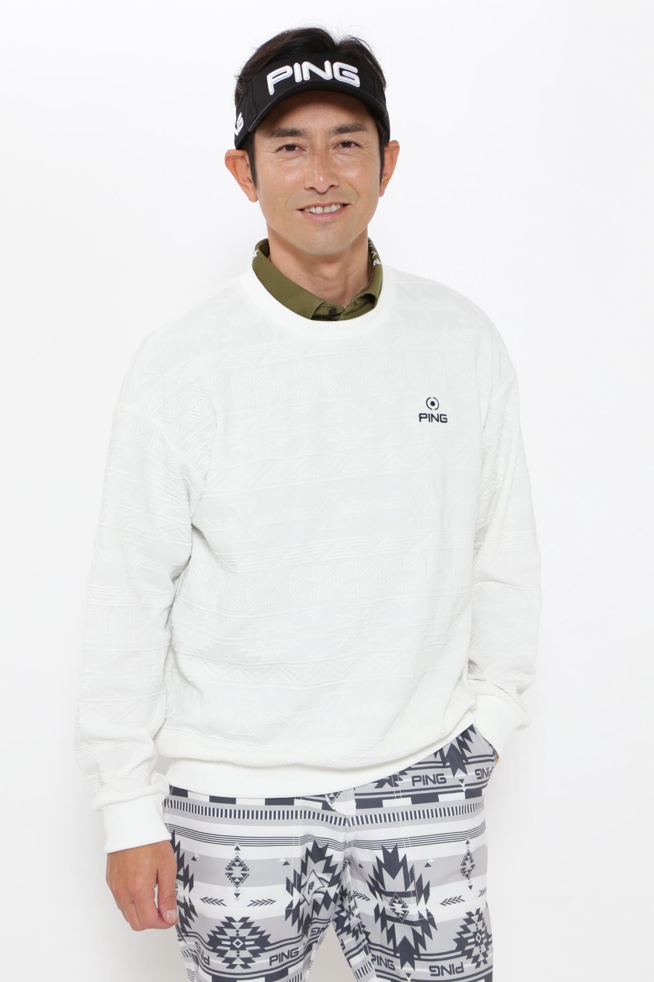 PING APPAREL】ジャガードクルーネックカットソープルオーバー