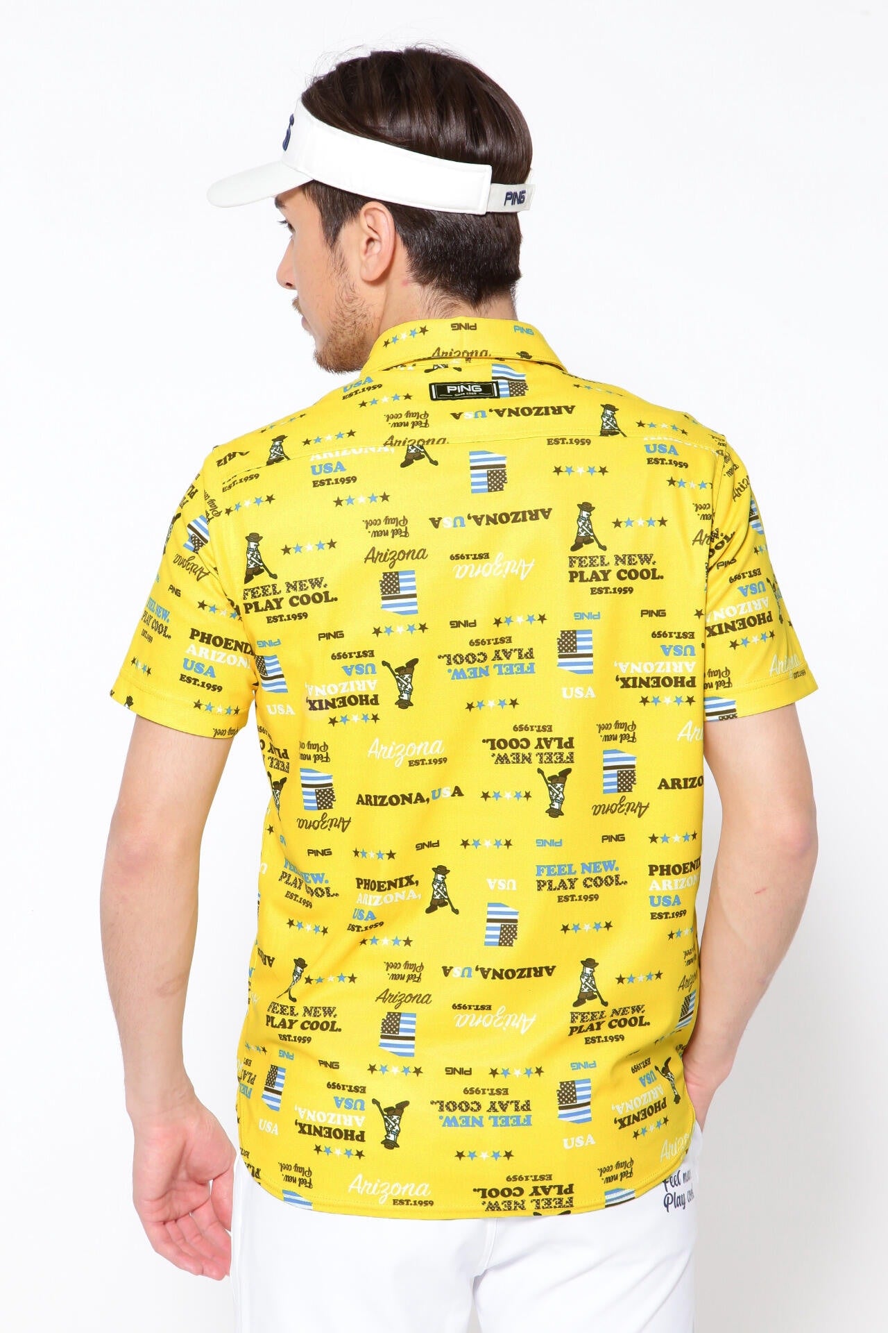 PING APPAREL】ハローアリゾナプリント ハニカム半袖ポロシャツ
