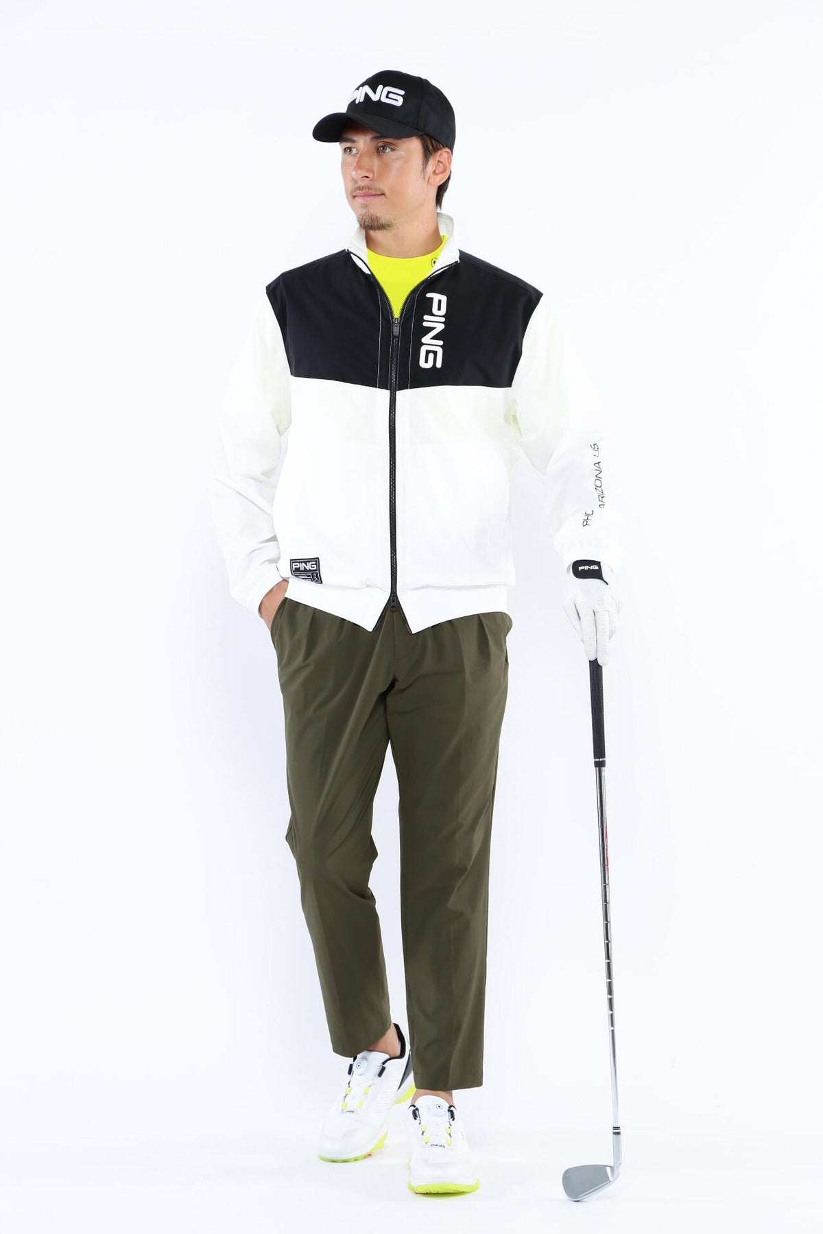 【PING APPAREL】撥水バイカラーフルジップ ストレッチブルゾン ＜GOLD＞ (MENS)
