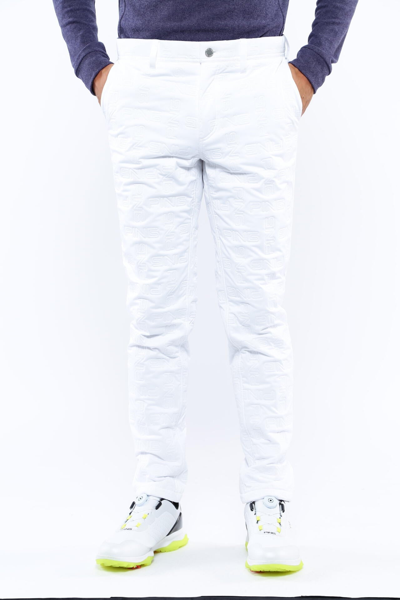 PING APPAREL　ピンゴルフ　ストレッチ中綿パンツ　モノグラム　通勤通学 ピンアパレル モノグラム柄 ゴルフストレッチ中綿パンツ 通勤通学