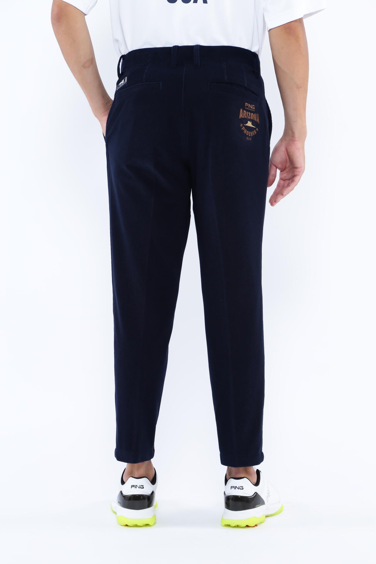 新品 ピン ゴルフ トリコットコーデュロイ ワイドテーパード パンツ 紺 M PING APPAREL】トリコットコーデュロイ ワイドテーパードパンツ