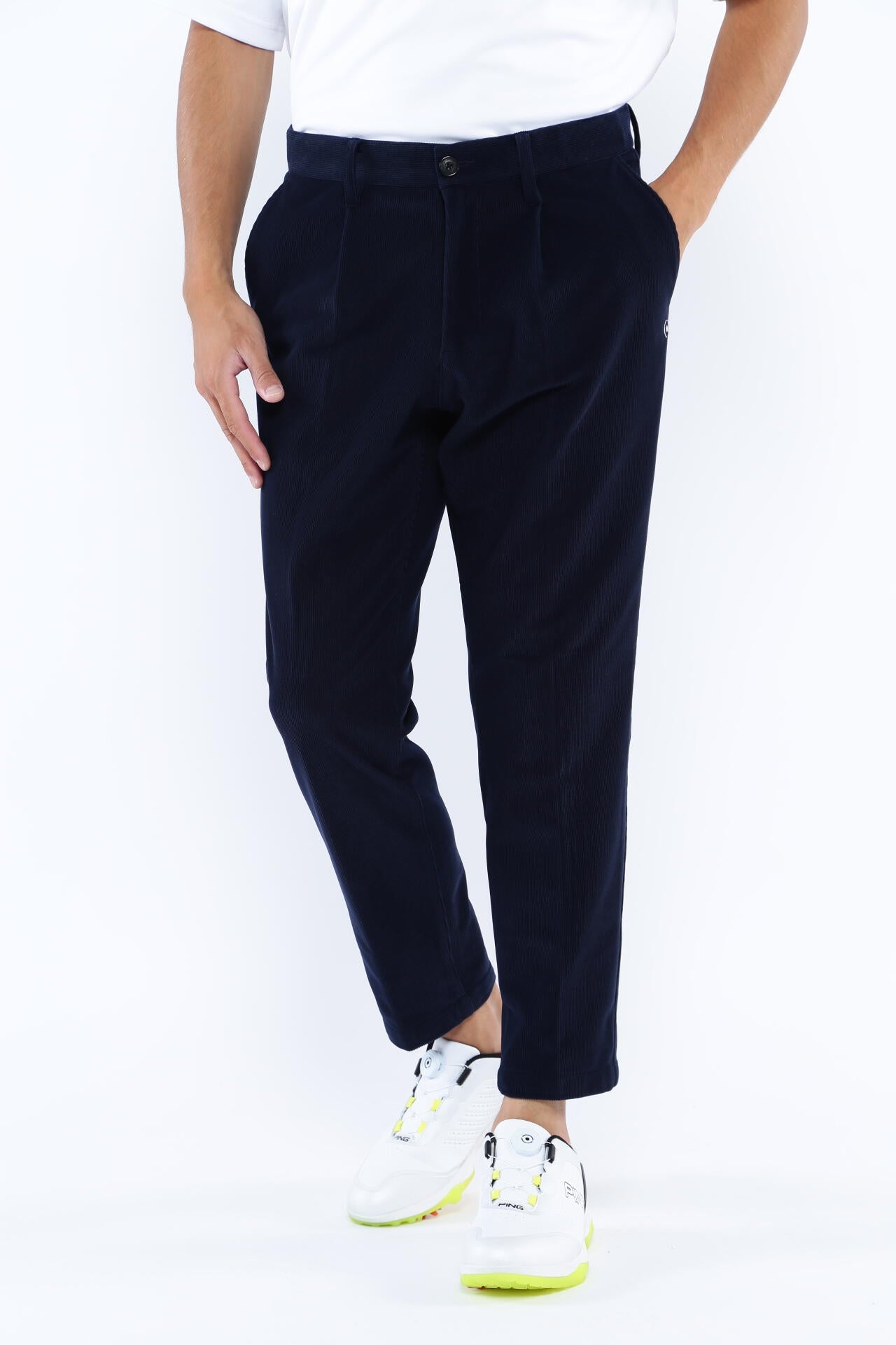 PING APPAREL】トリコットコーデュロイ ワイドテーパードパンツ