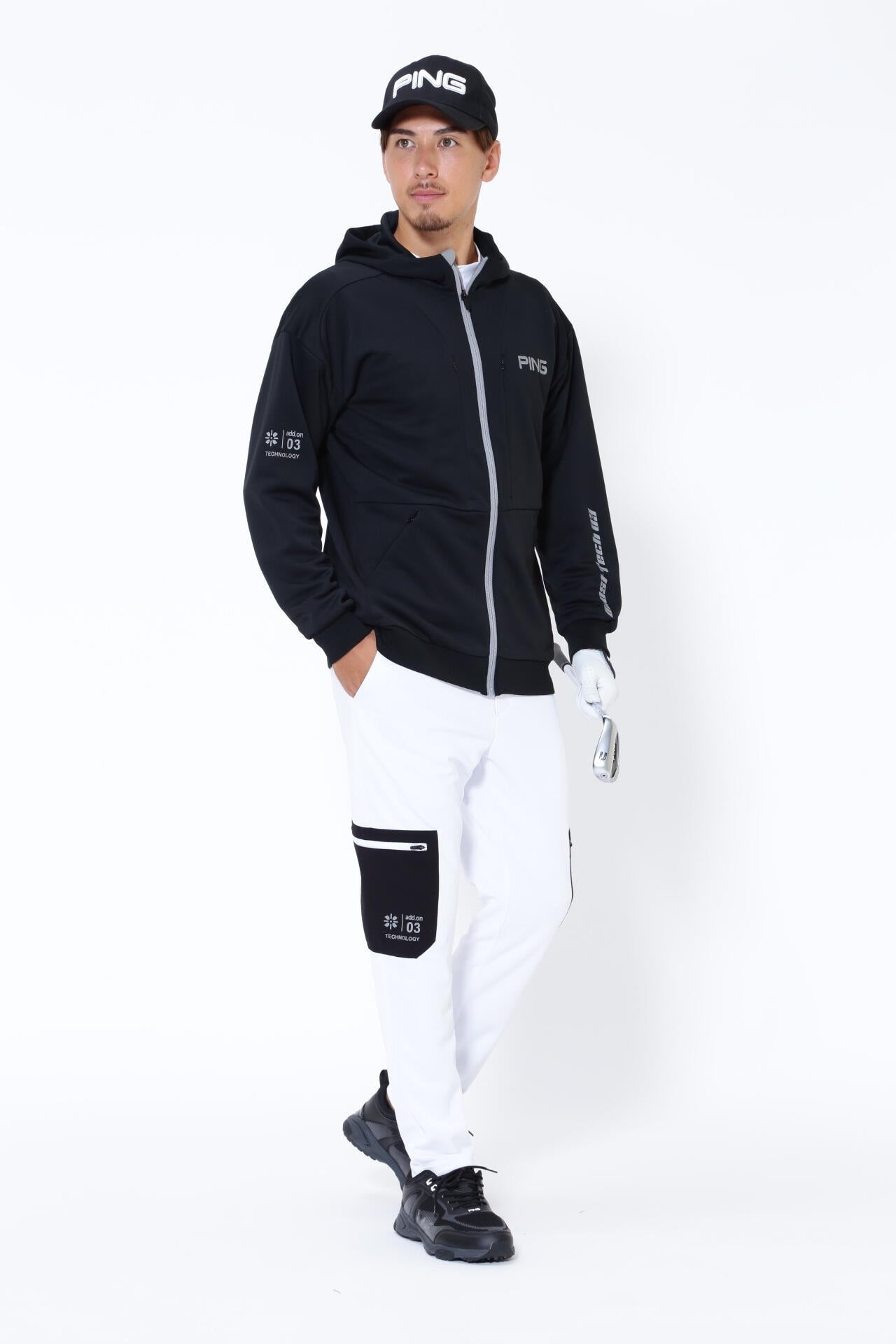 【PING】 アドエルム コンパクトニットフルジップフーディー ブラック PING APPAREL】アドエルム コンパクトニット フルジップフーディー