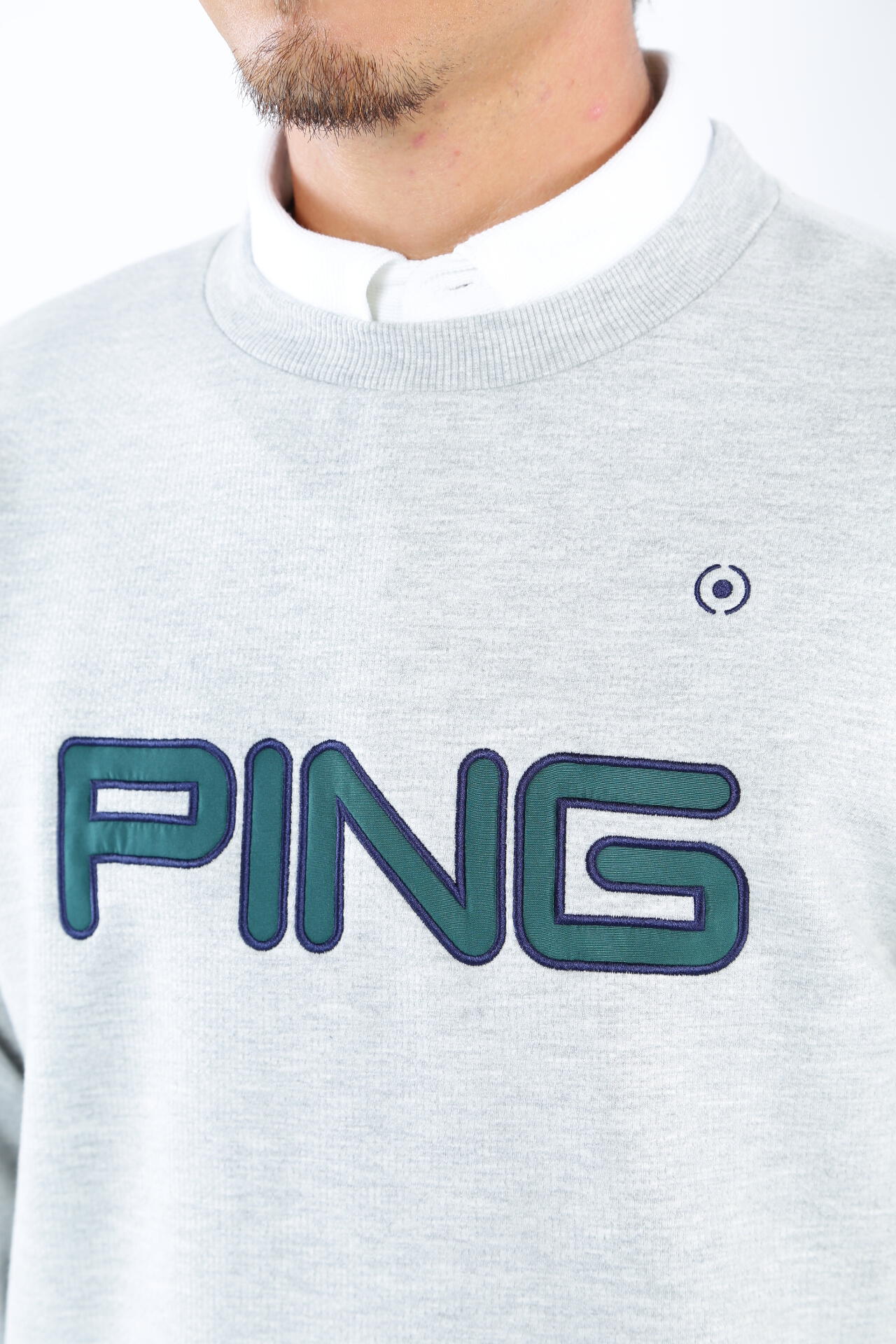 PING APPAREL】PINGロゴアップリケ クルーネックスウェットプル