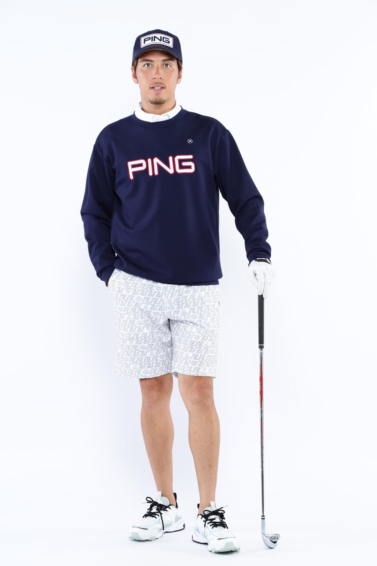PING APPAREL】PINGロゴアップリケ クルーネックスウェットプル