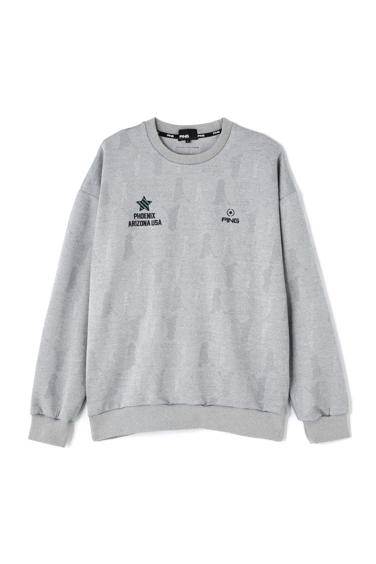 PING APPAREL】Mr.PINGアルファベットシャドー柄 クルーネック