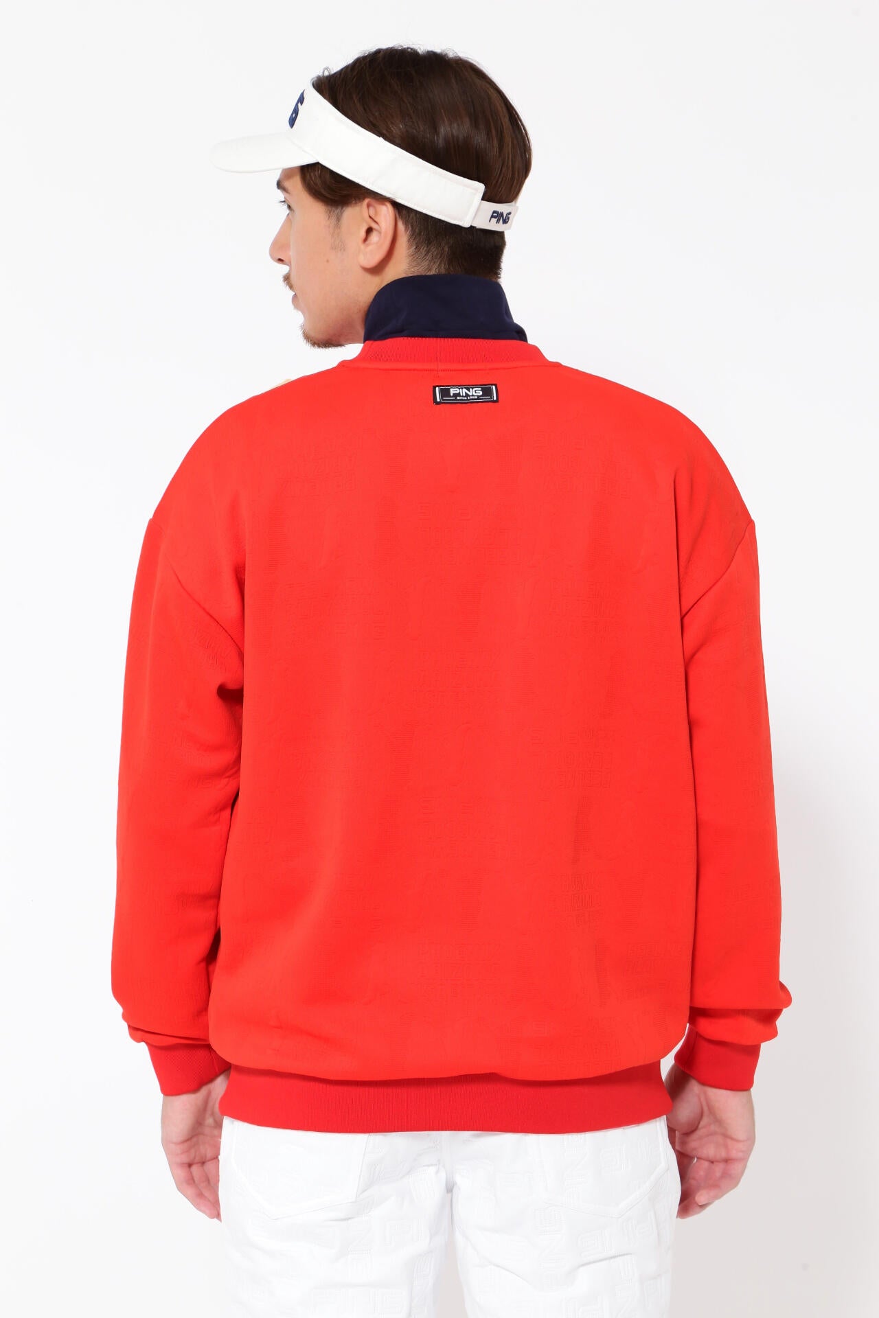 PING APPAREL】Mr.PINGアルファベットシャドー柄 クルーネック