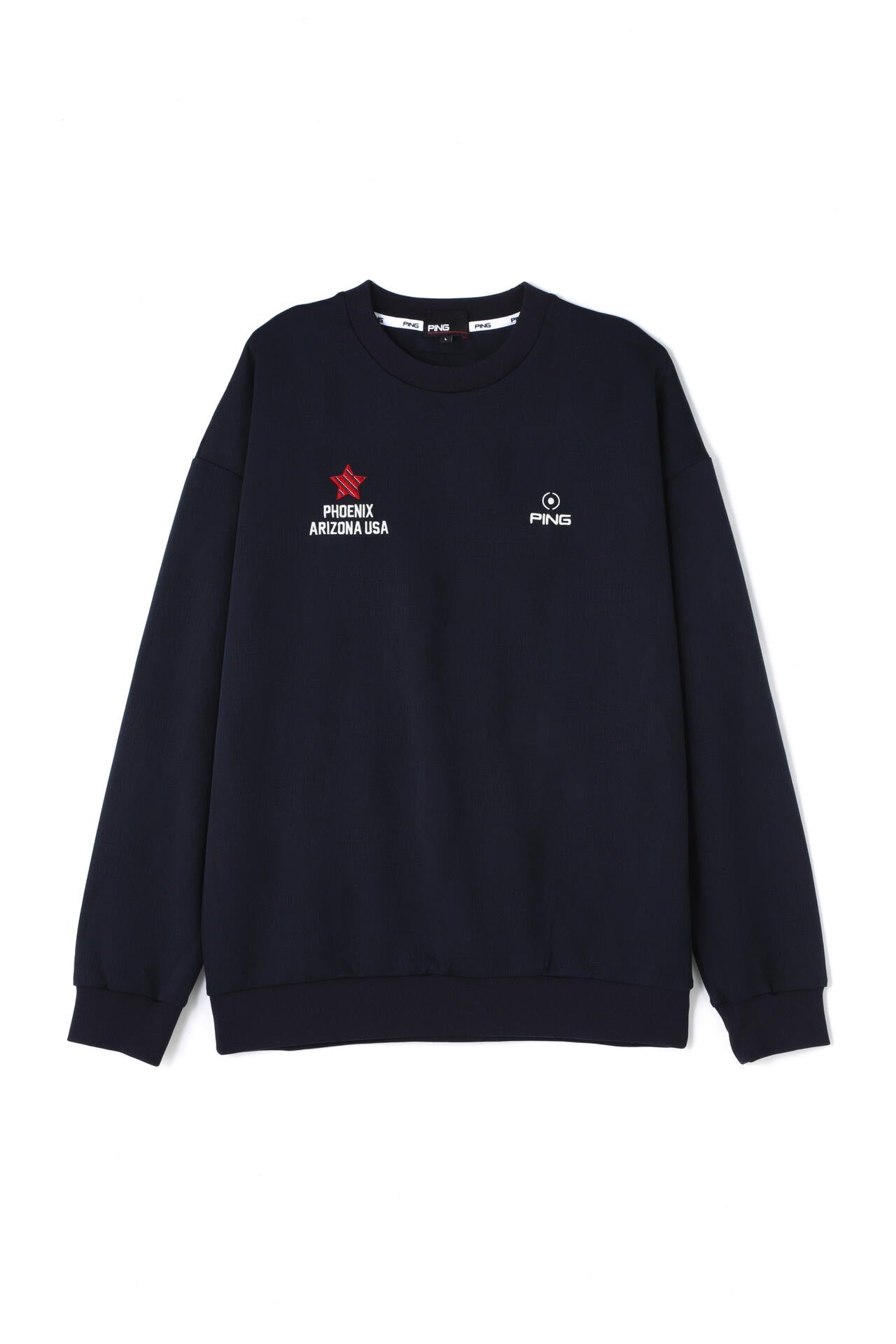 PING APPAREL】Mr.PINGアルファベットシャドー柄 クルーネック