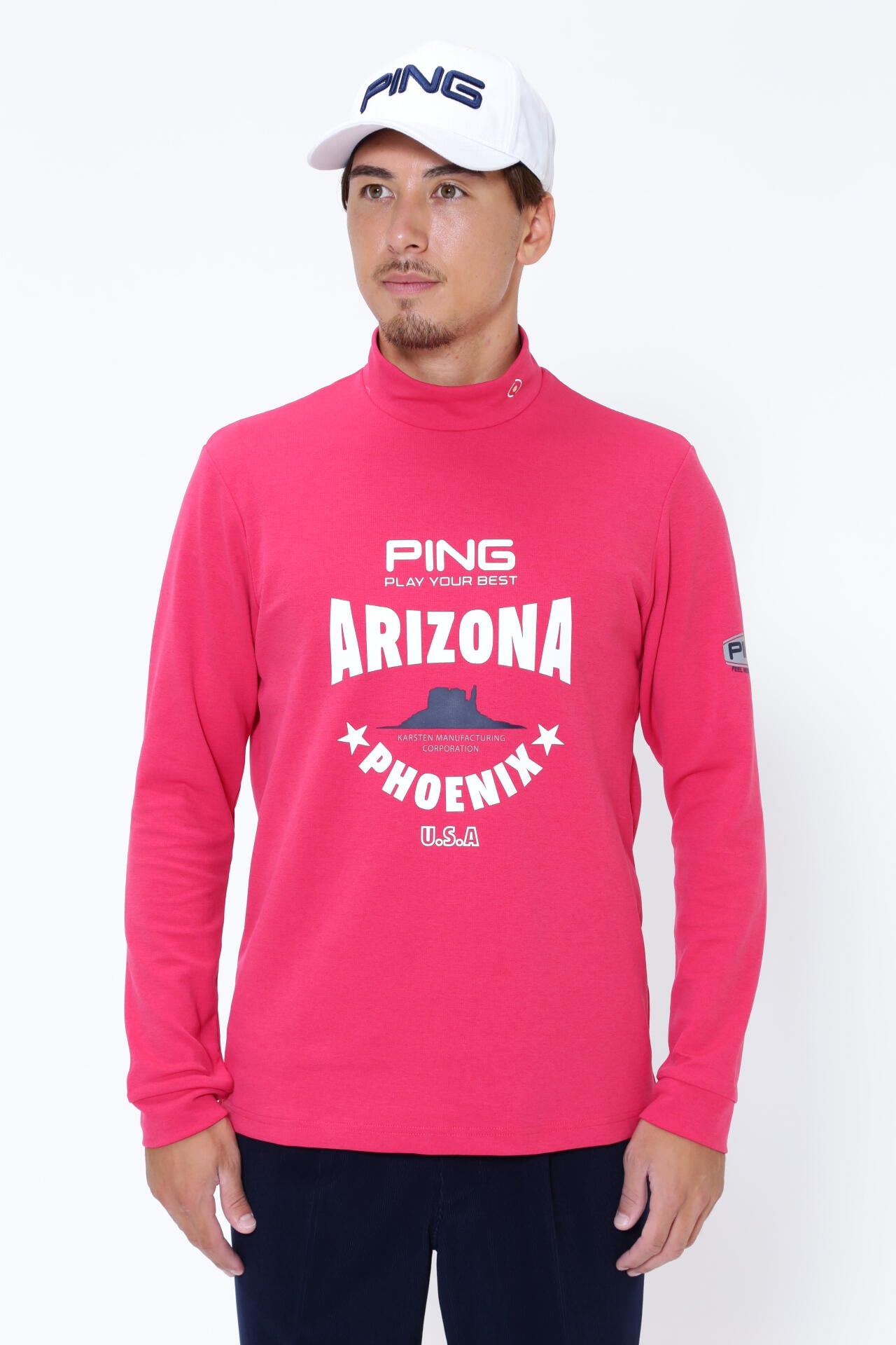PING APPAREL】ダブルニット 長袖ハイネックカットソー ＜NATIVE