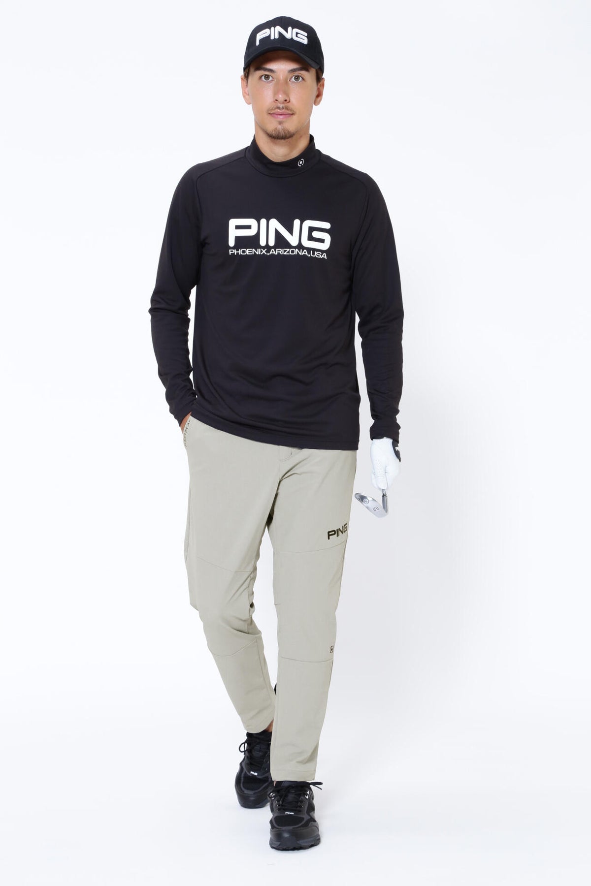 【PING APPAREL】クールコア ストレッチ起毛 長袖ハイネックカットソー  ＜PERFORMANCE＞ (MENS)