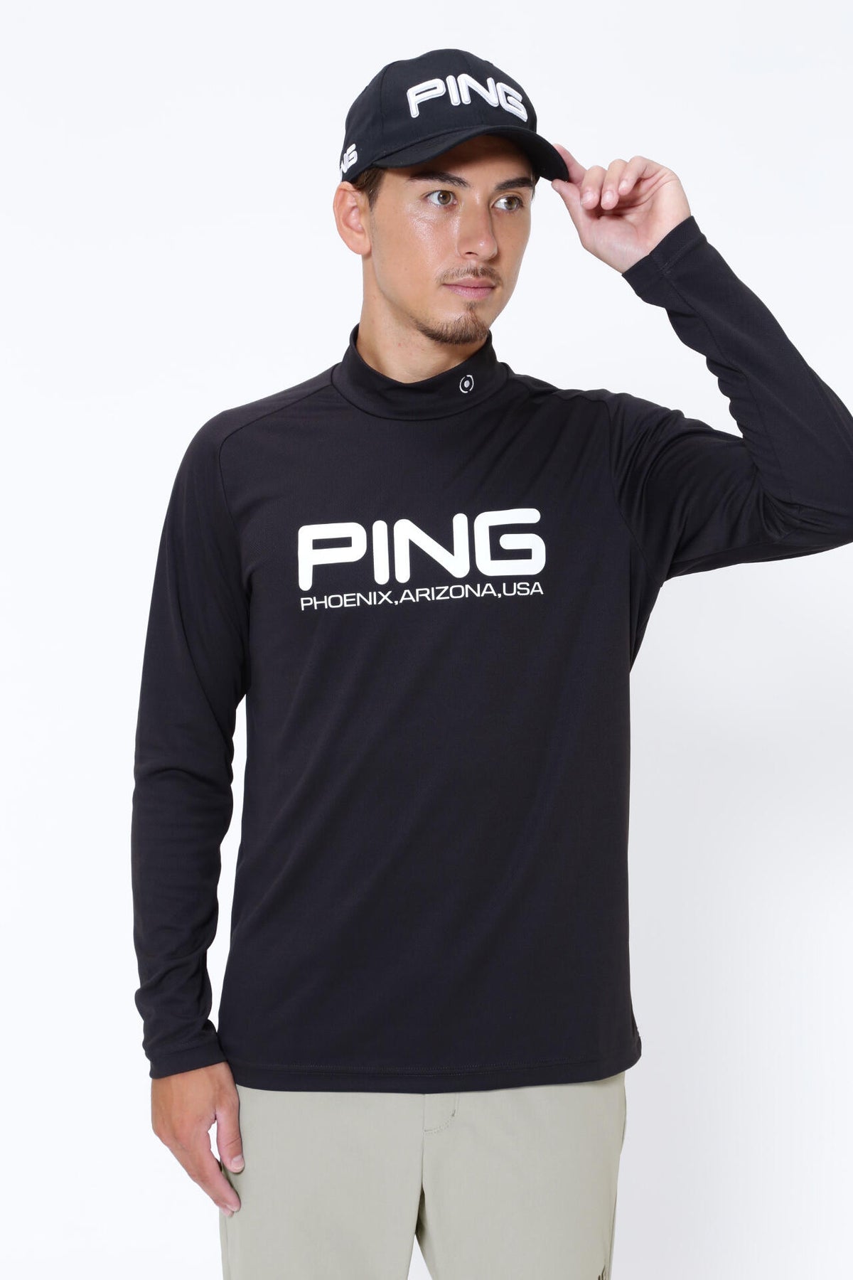 【PING APPAREL】クールコア ストレッチ起毛 長袖ハイネックカットソー  ＜PERFORMANCE＞ (MENS)