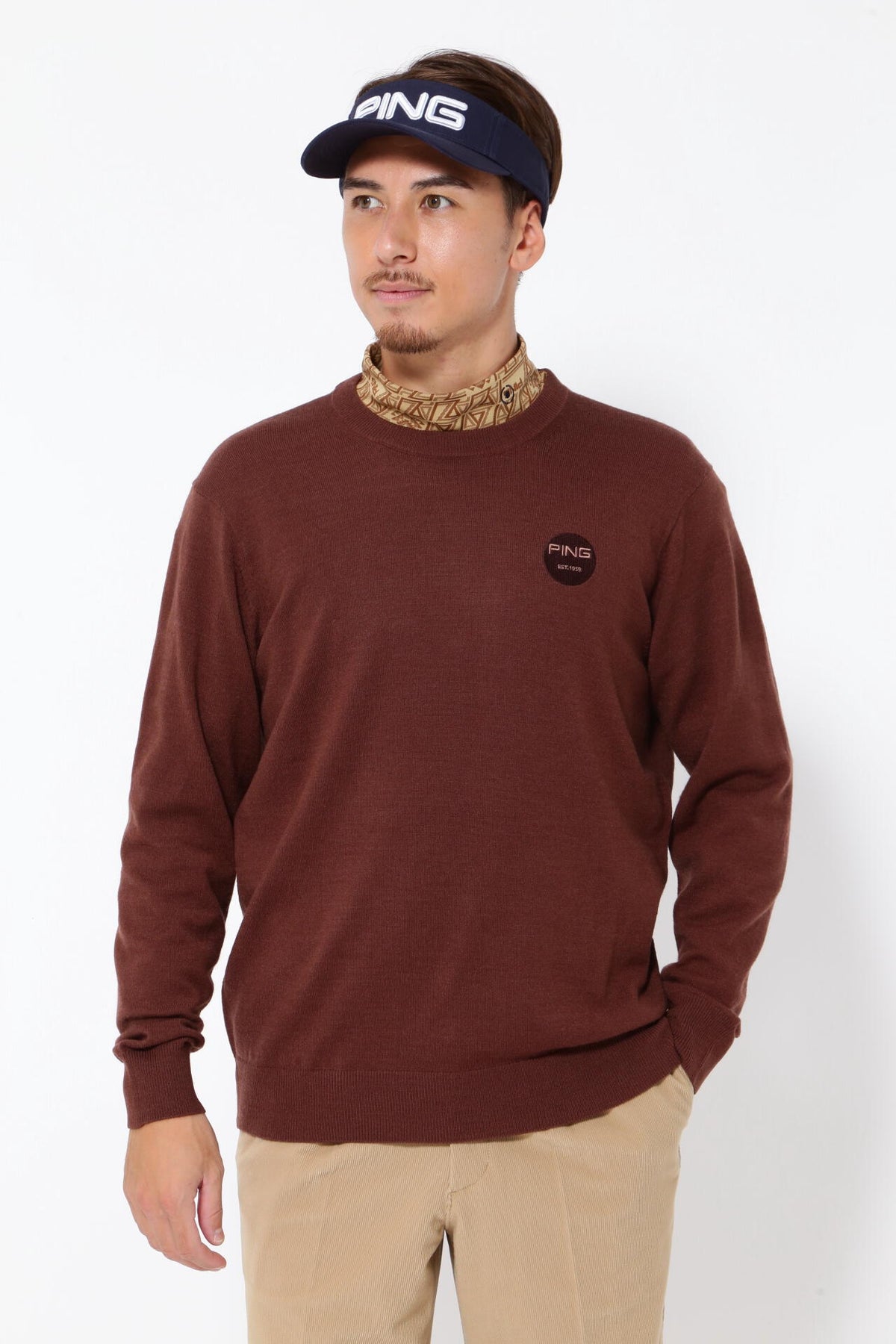 【PING APPAREL】10色展開 プレーンニッティング クルーネックニット ＜NATIVE＞ (MENS)